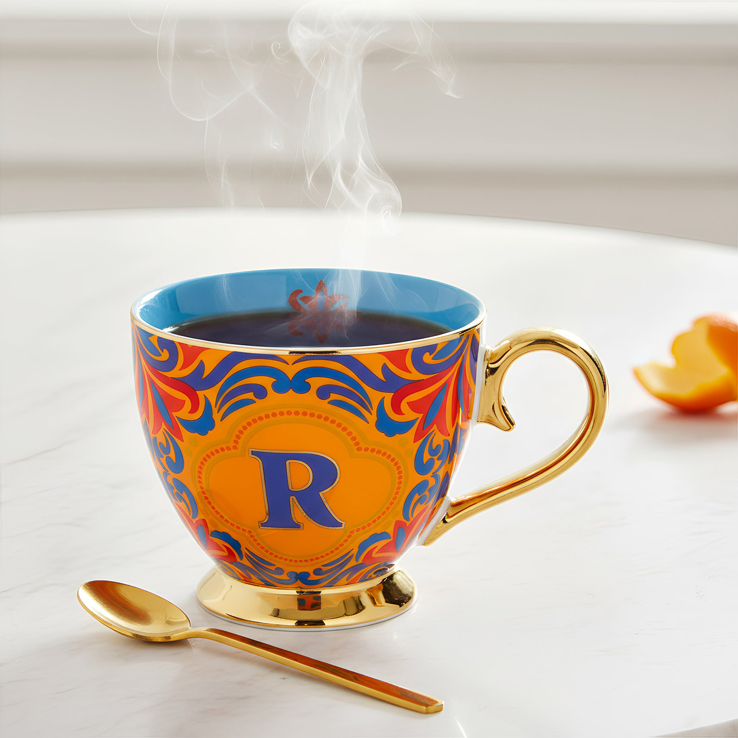 Tazza Lettera R in Porcellana 450 ml Royal Garden