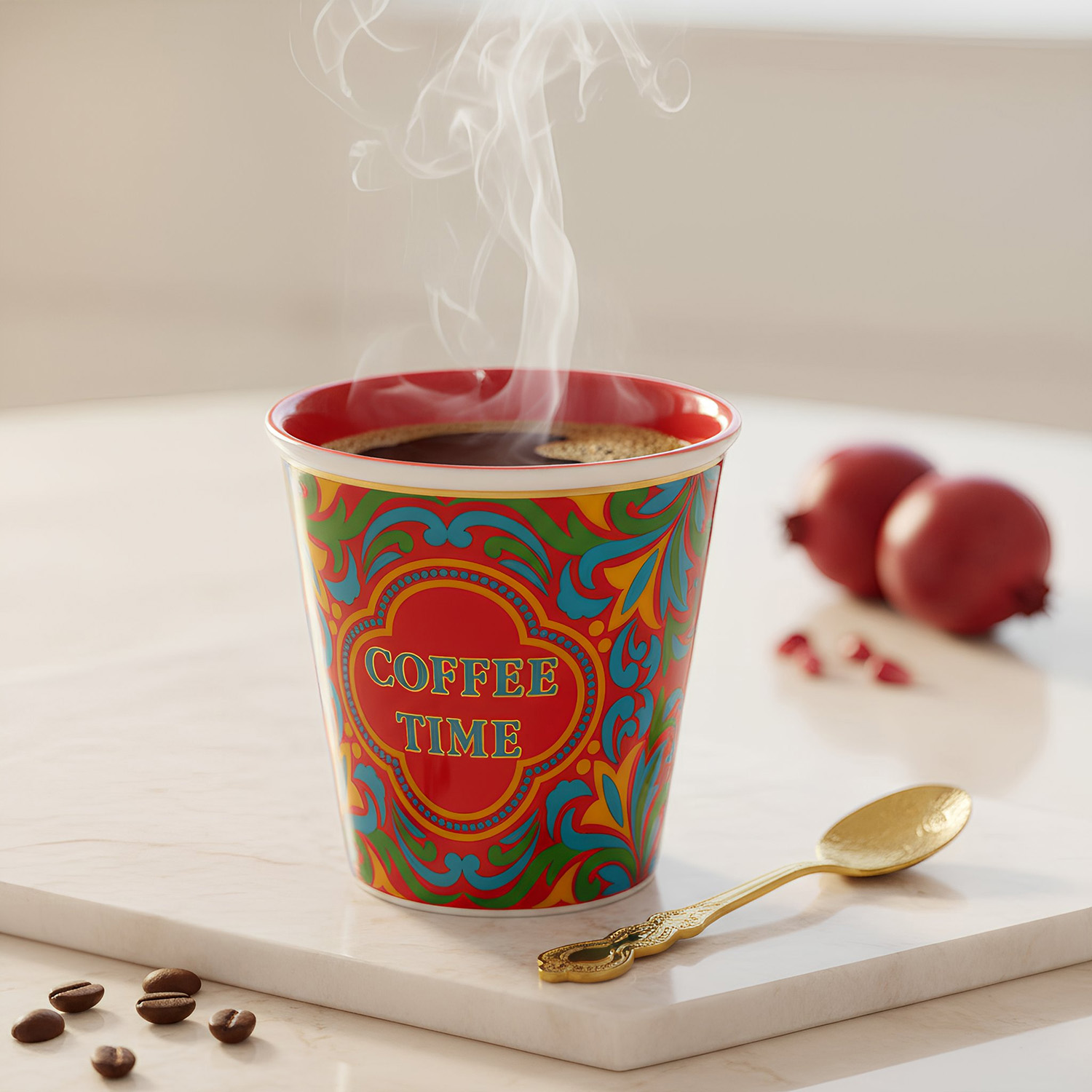 Bicchierino caffè porcellana Royal Garden rosso