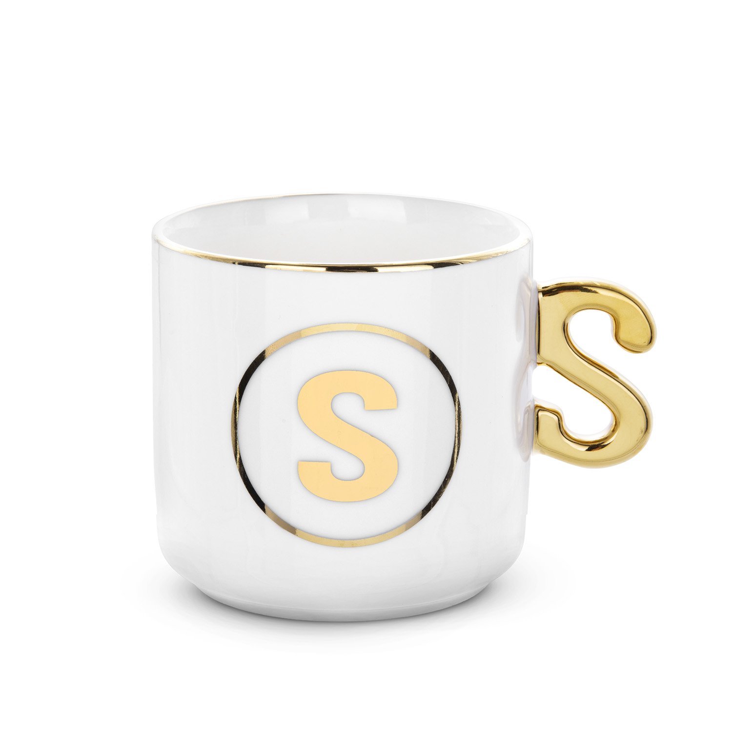 Tazza lettera S con manico oro 360 ml