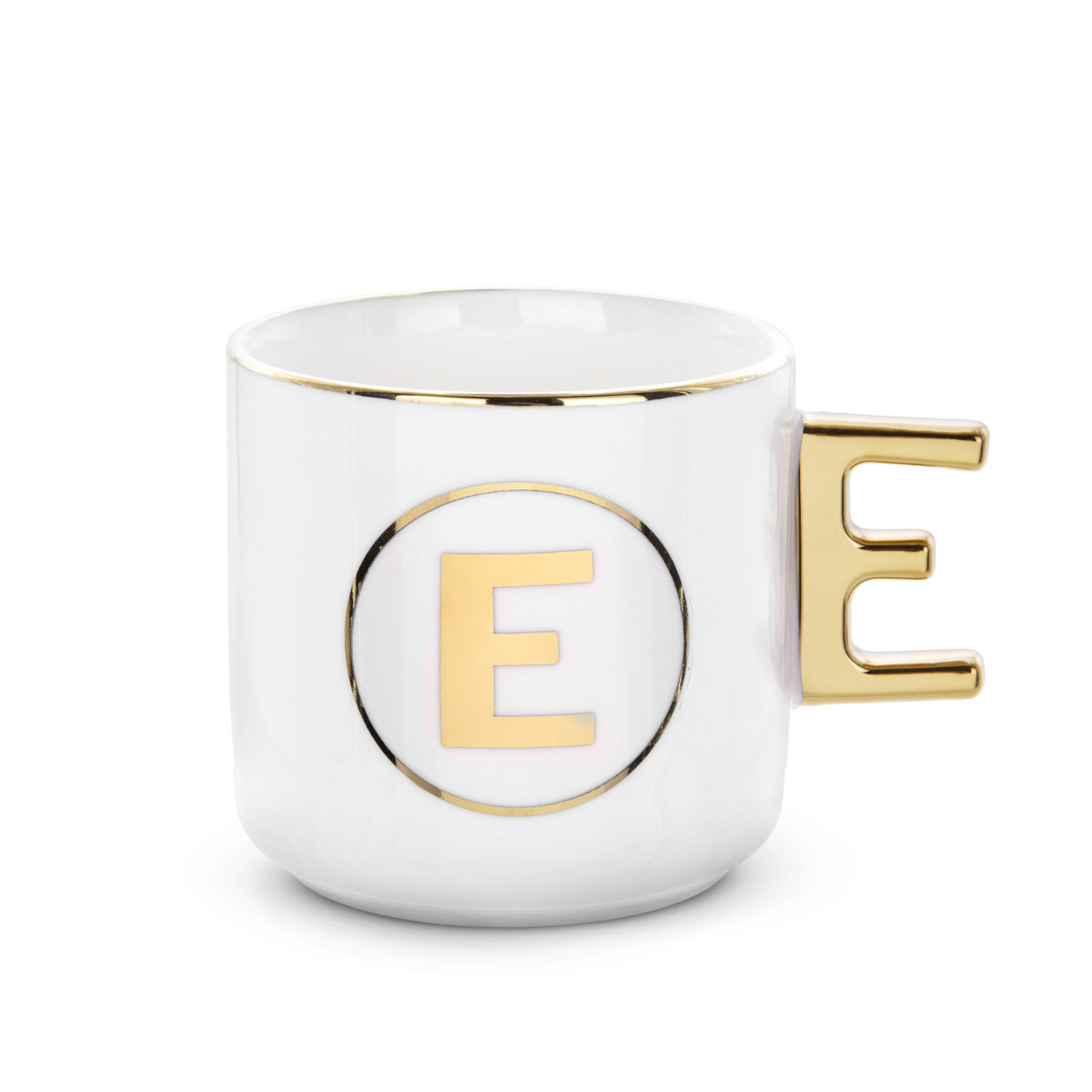 Tazza lettera E con manico oro 360 ml