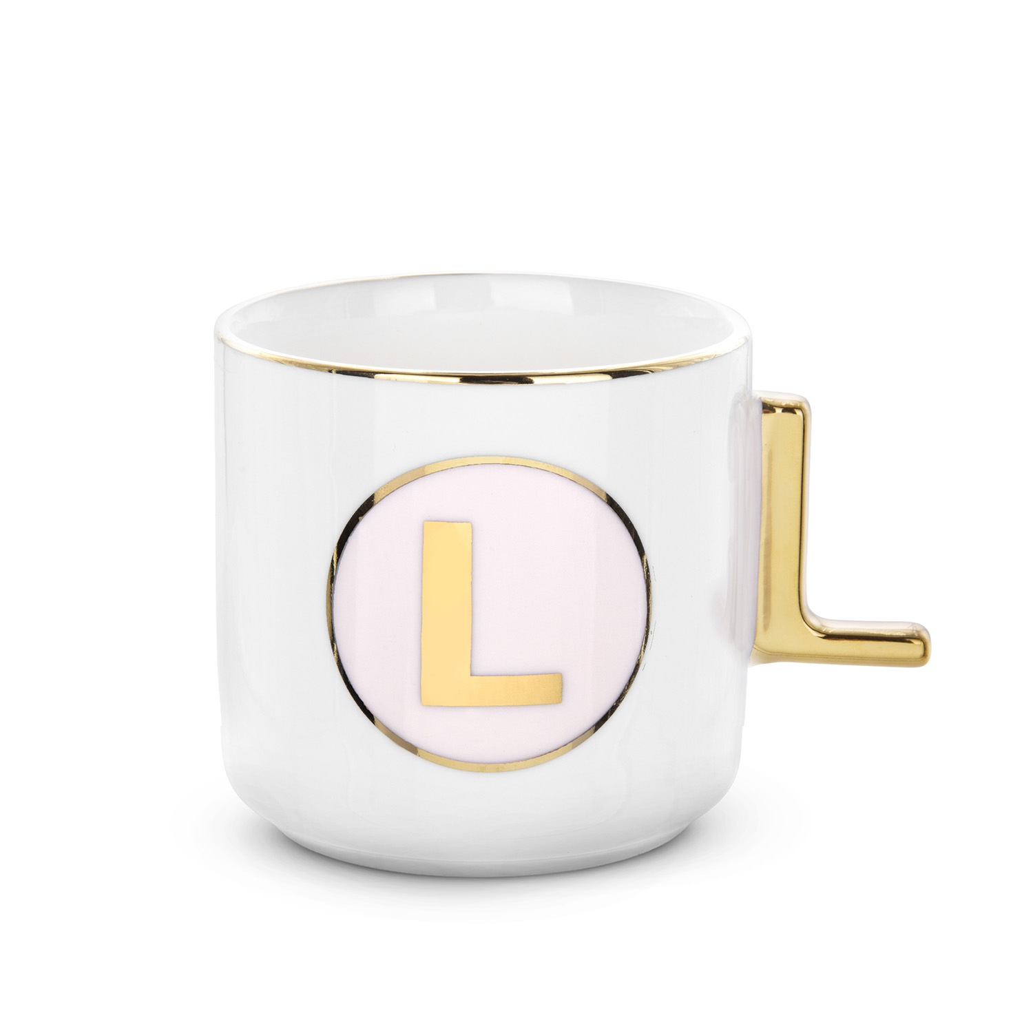Tazza lettera L con manico oro 360 ml