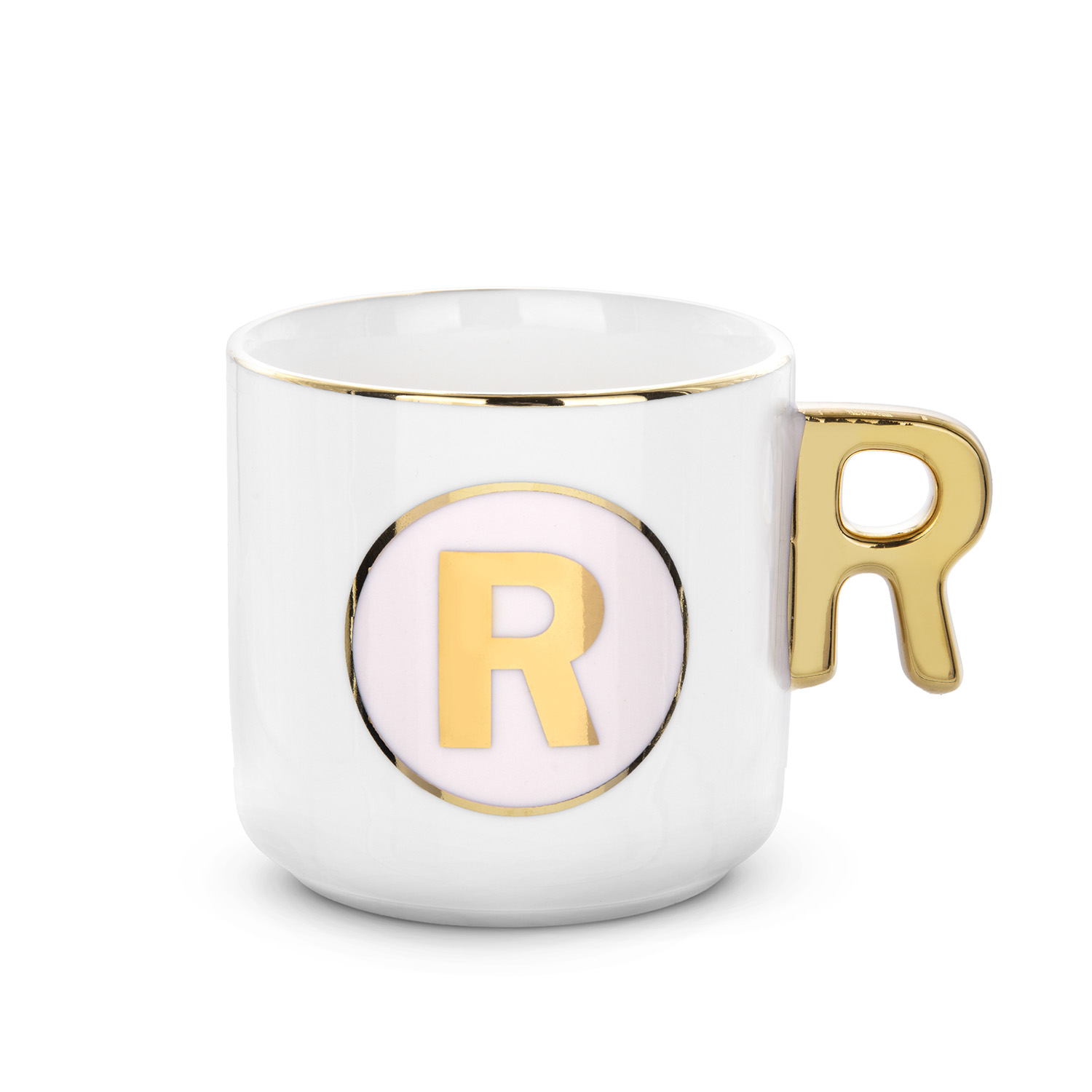 Tazza lettera R con manico oro 360 ml