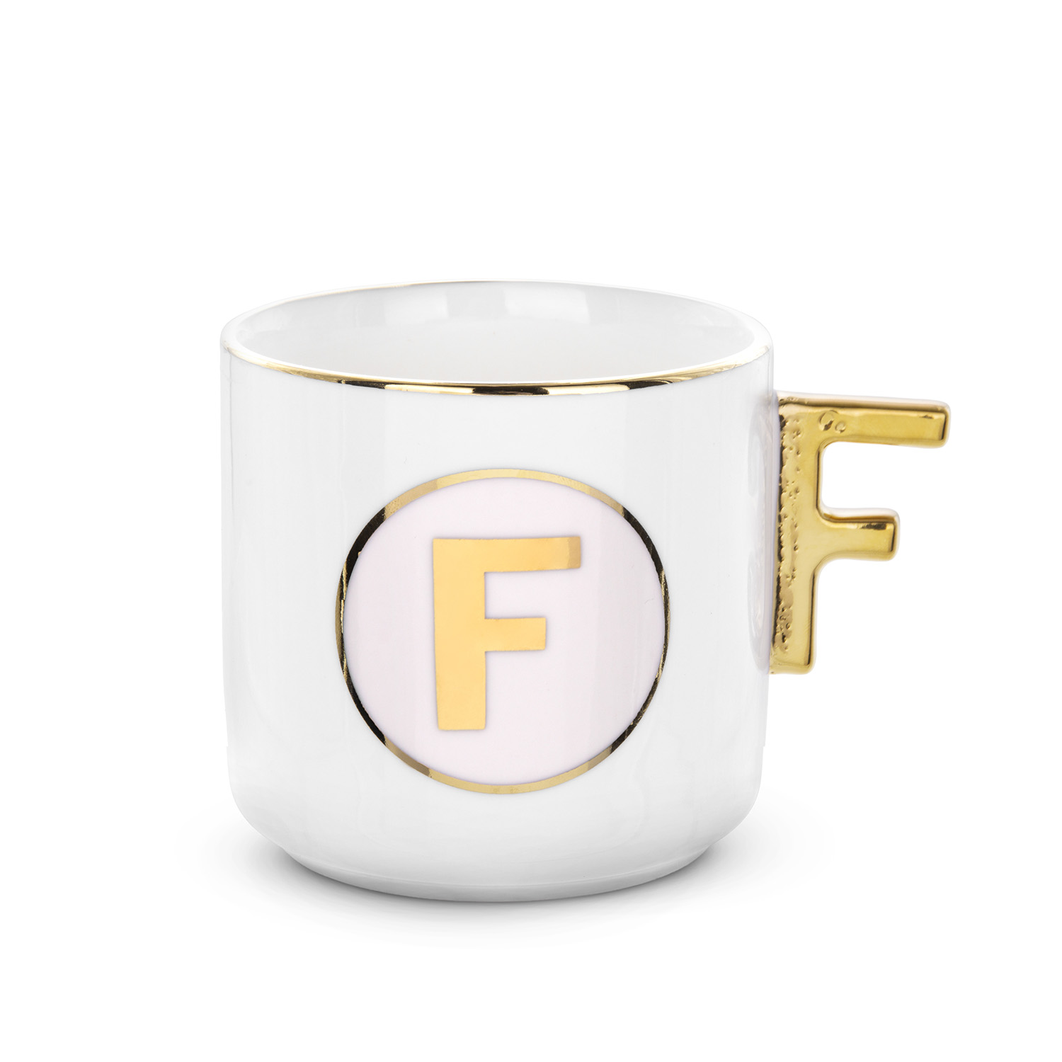 Tazza lettera F con manico oro 360 ml