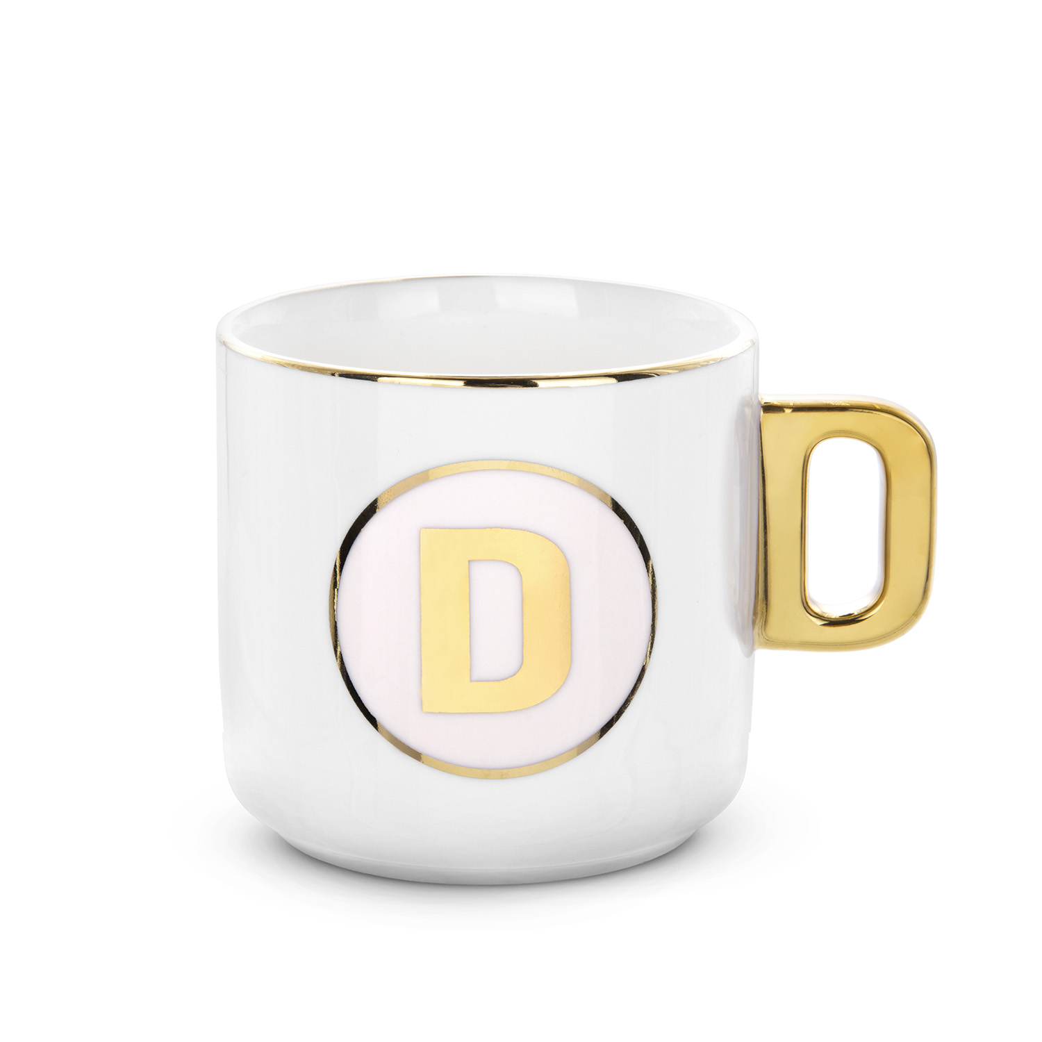 Tazza lettera D con manico oro 360 ml