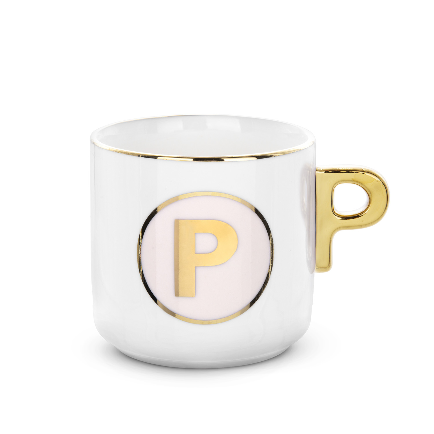 Tazza lettera P con manico oro 360 ml