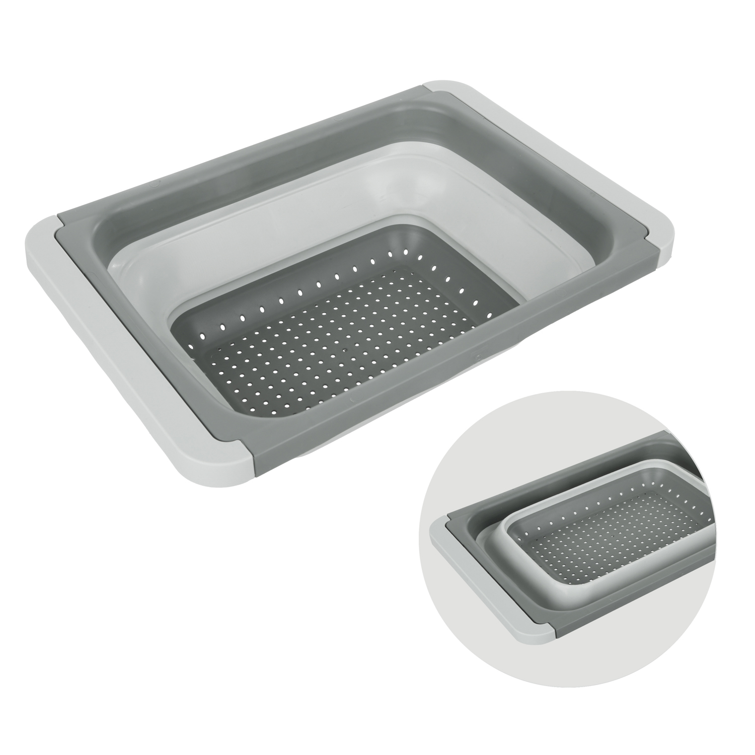 Scolapasta Allungabile Salvaspazio 26x12x55 cm Grigio