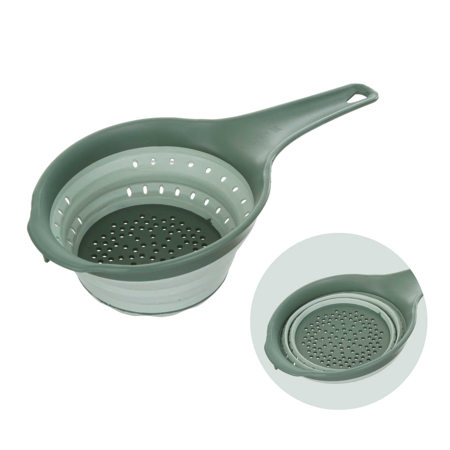 Altri Brand Scolapasta Salvaspazio Pieghevole Verde Con Manico No Colore