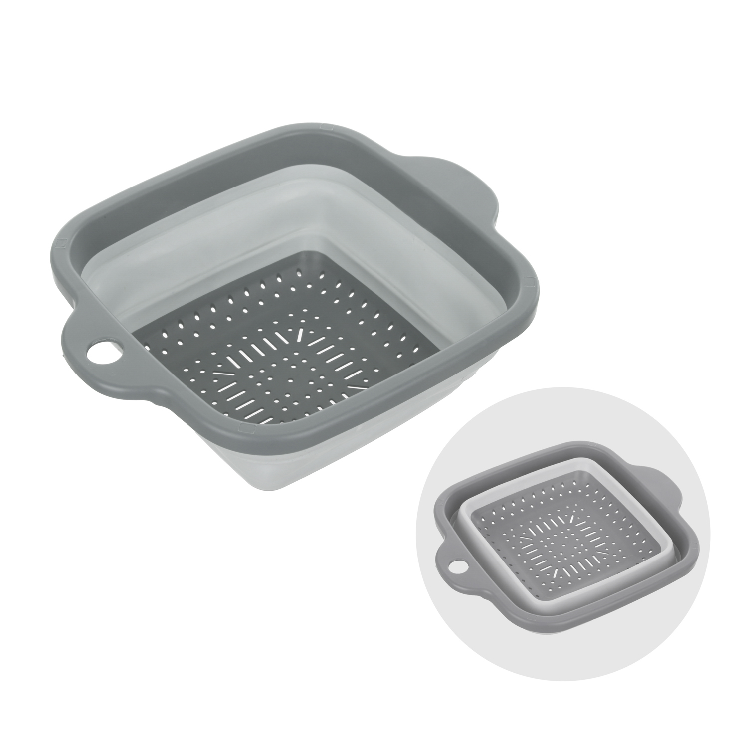 Scolapasta Quadrato Pieghevole Grigio - Salvaspazio