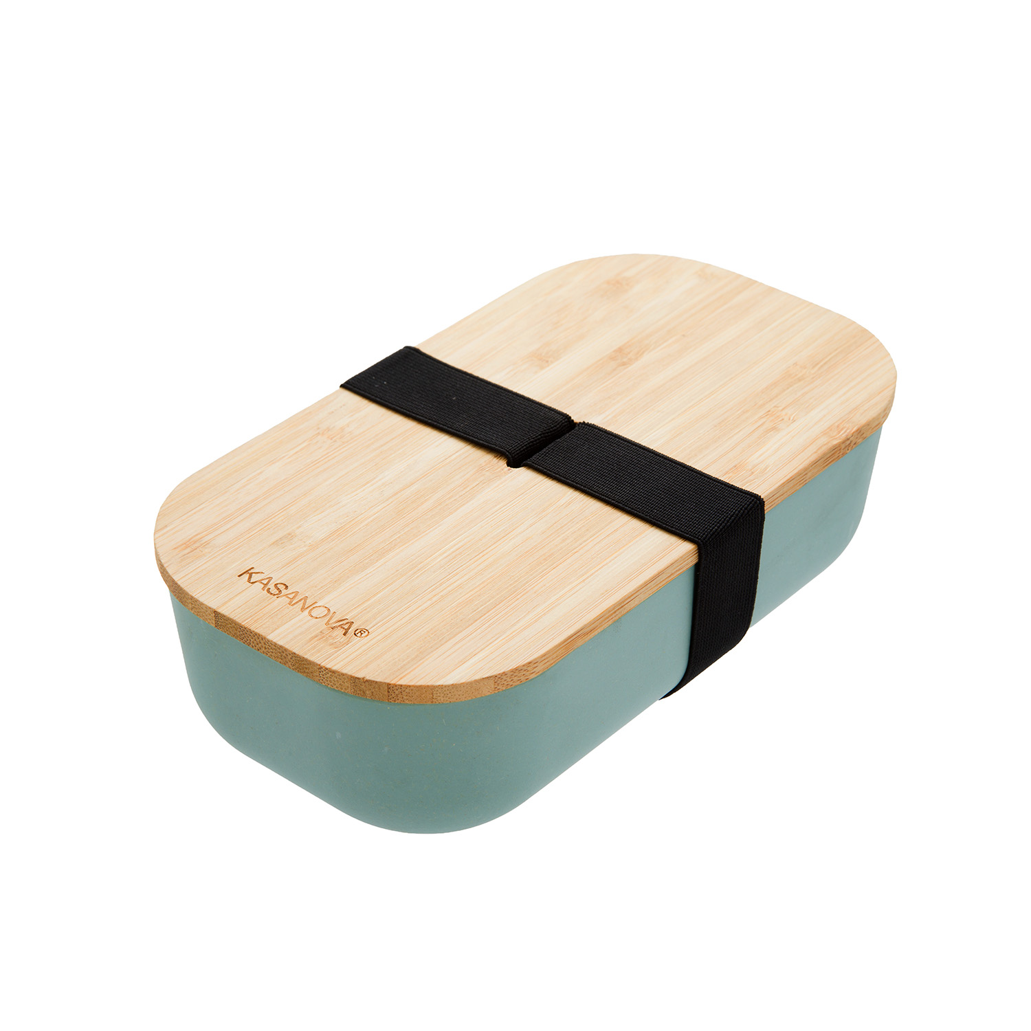 Lunch box ermetico verde in bambù con elastico, 750 ml