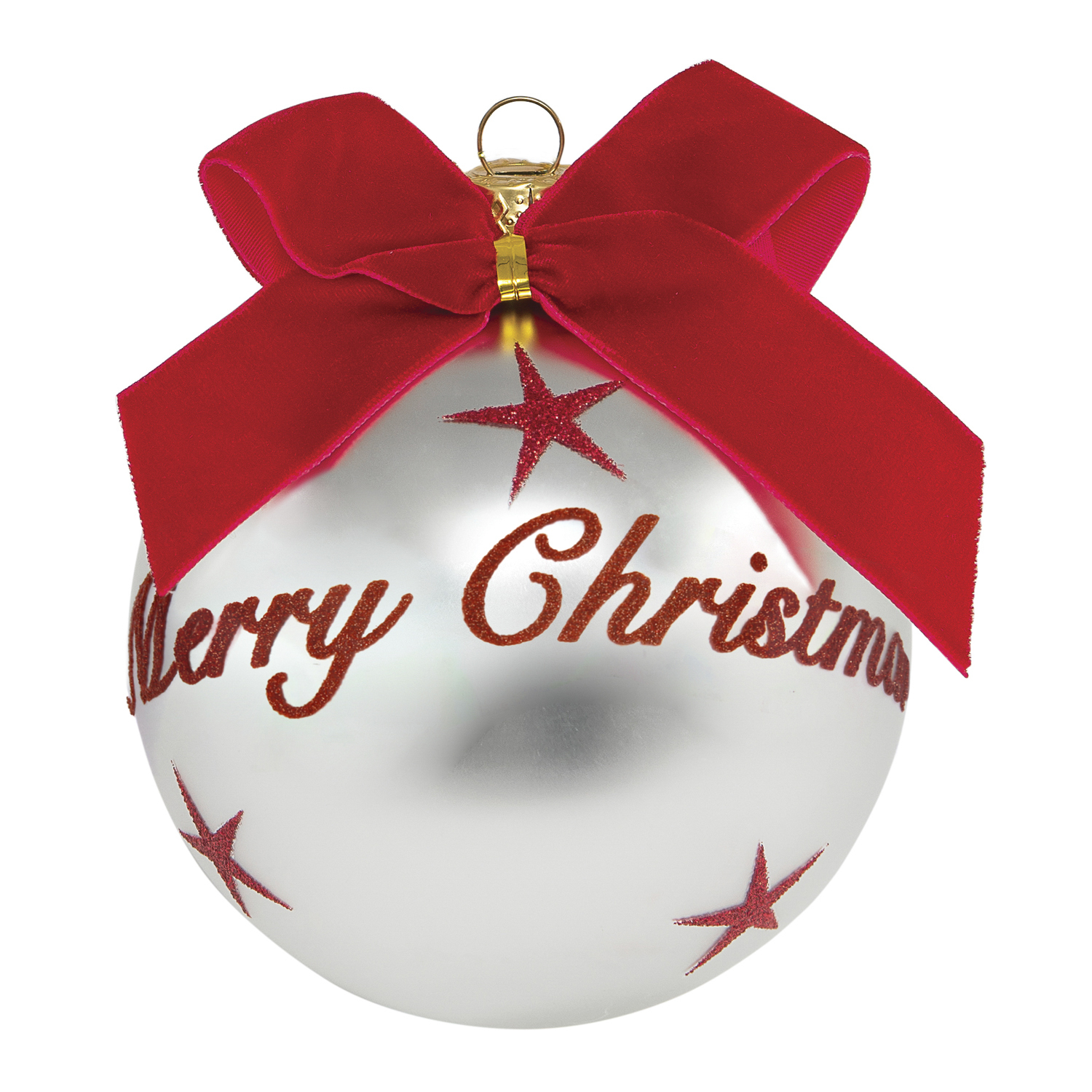 Pallina Natale Merry Christmas perlata 10 cm