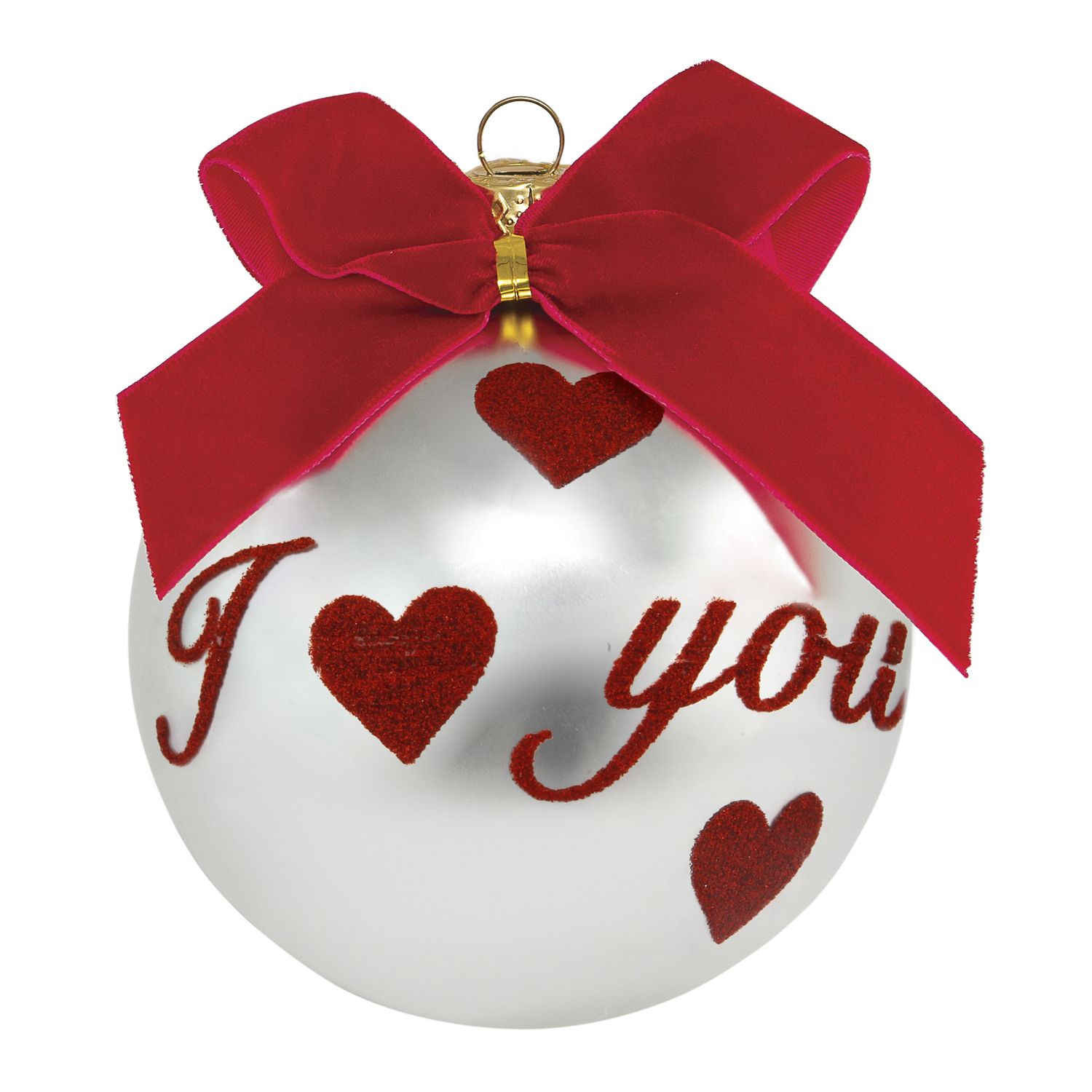 Pallina Natale I love you perlata 10 cm