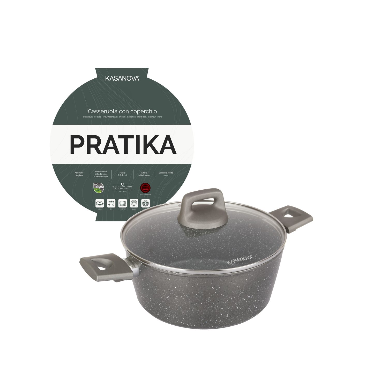 Casseruola 24 cm con coperchio Pratika