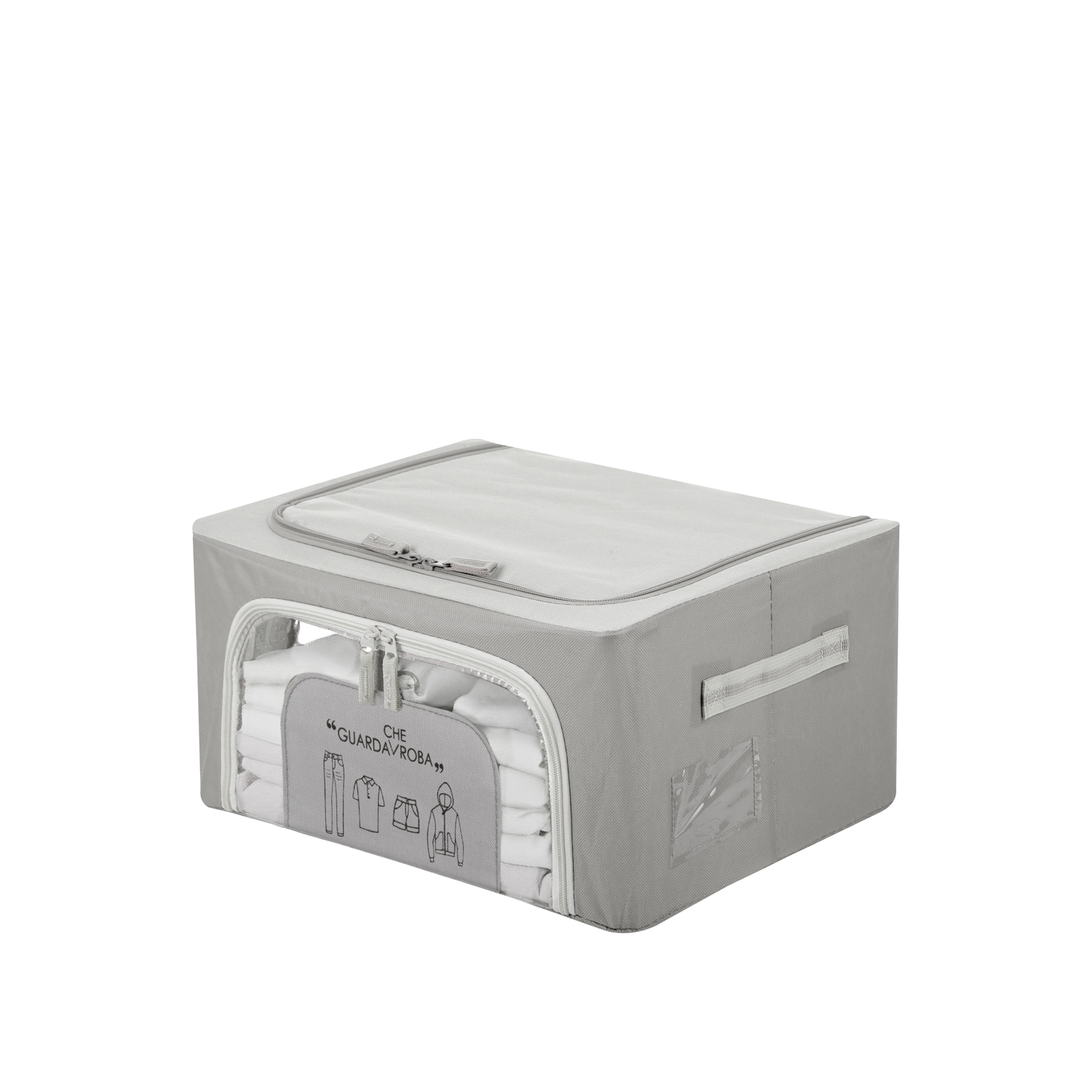 Scatola armadio 40x20x30 cm doppia cerniera e scritta grigio