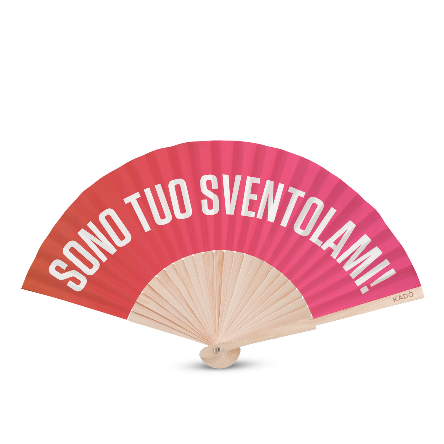 Ventaglio legno con scritta sventolami rosa