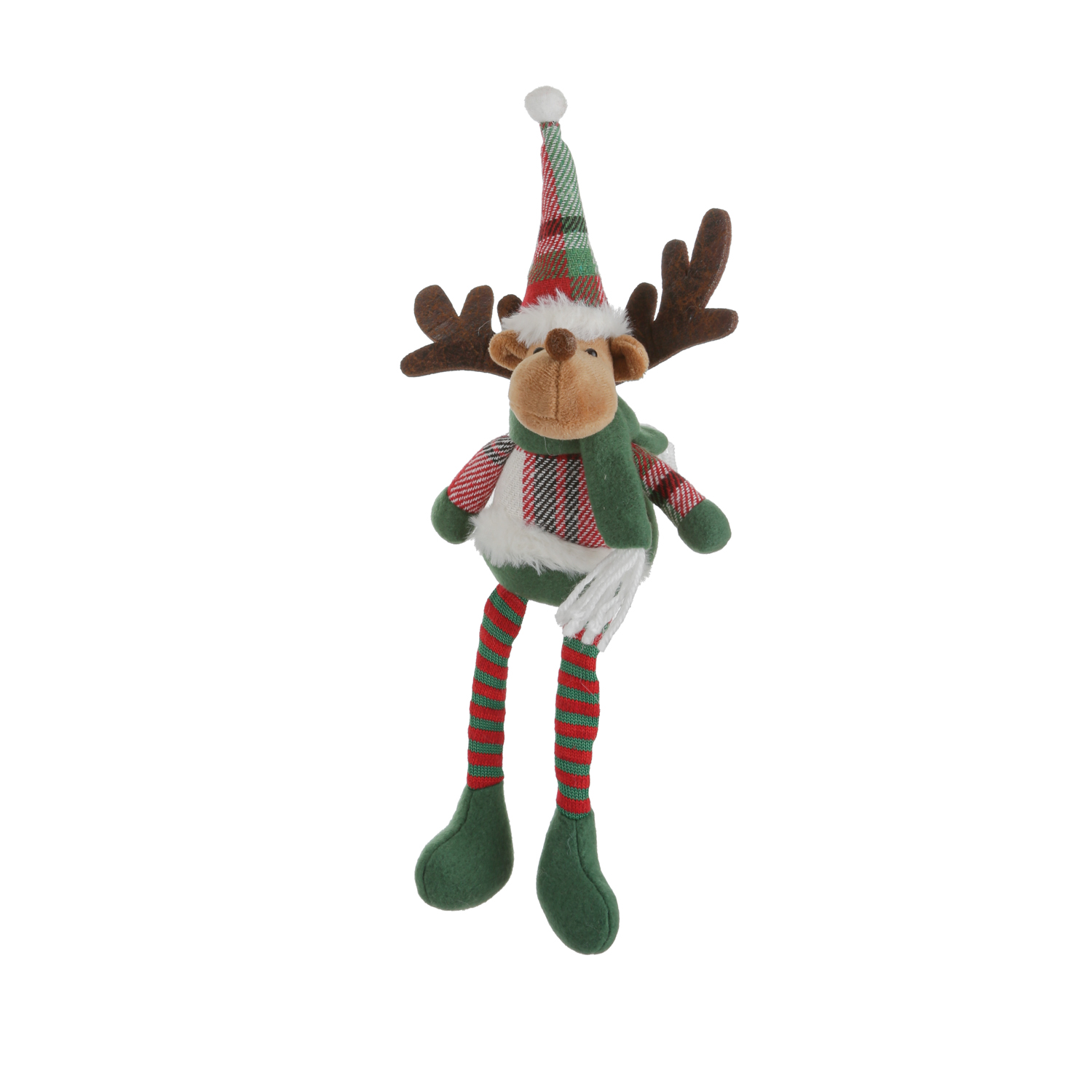 Renna Natale gambemolli 30 cm tartan verde