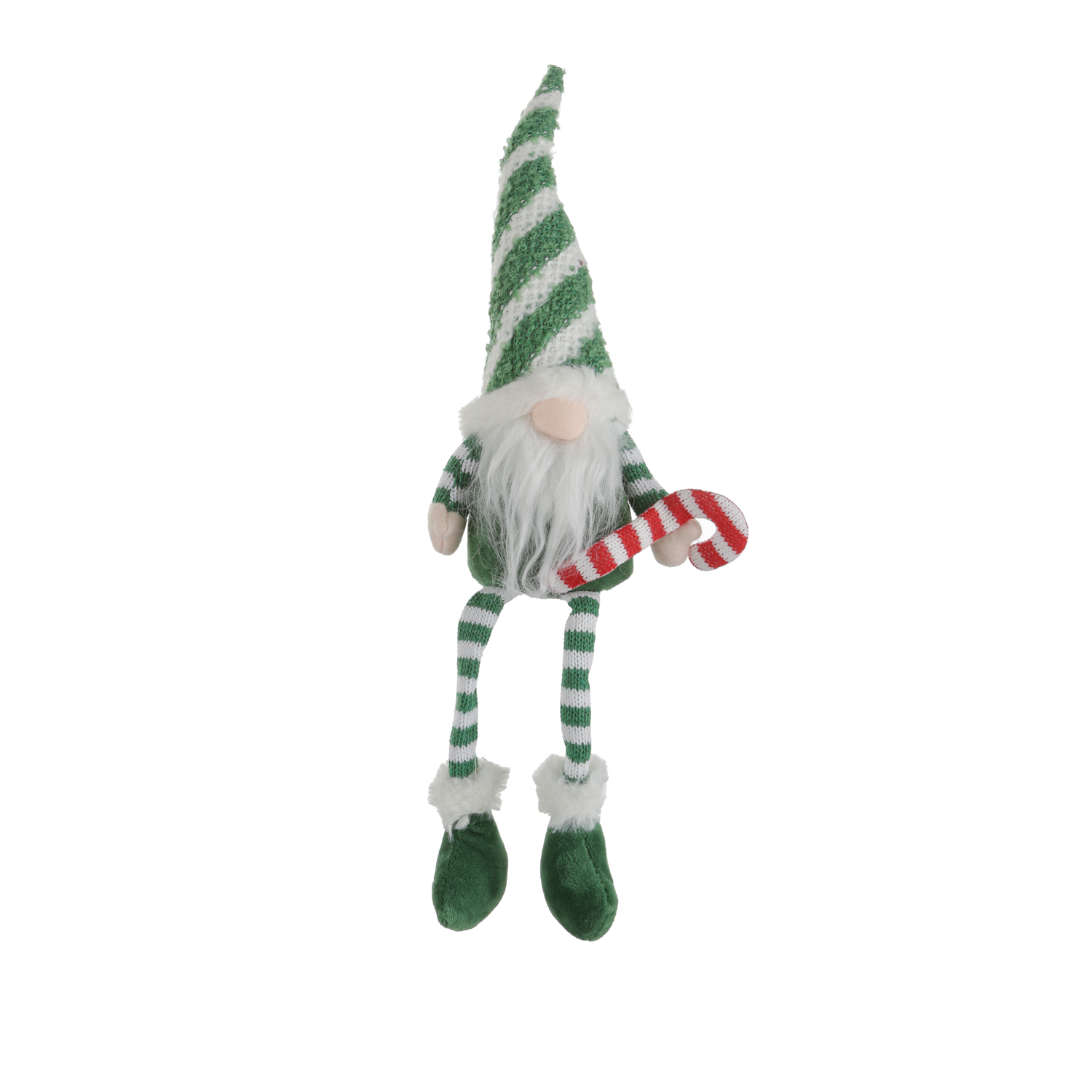 Gnomo Natale Gambemolli 41 cm - Righe Verde e Bianco
