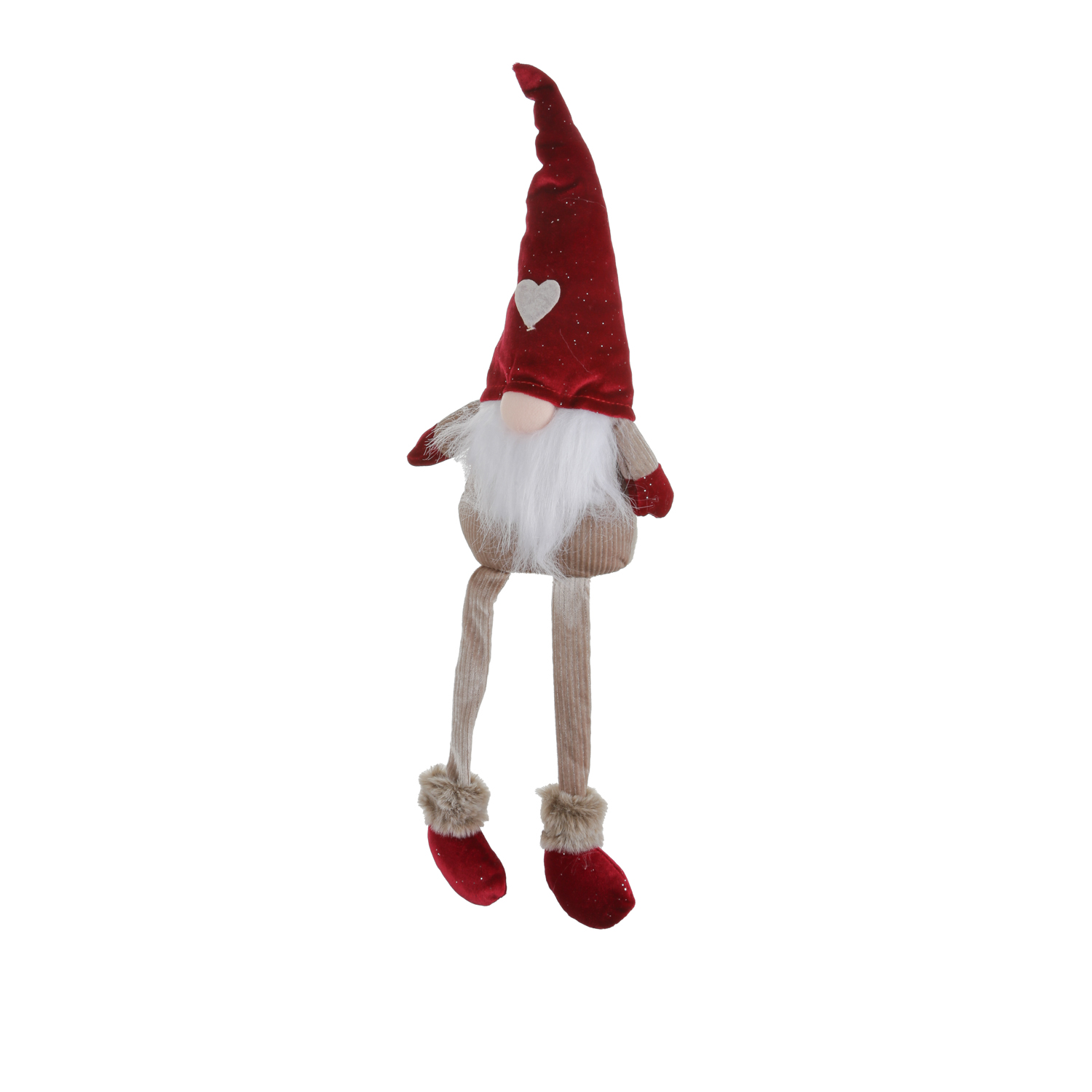 Gnomo Natale gambemolli 55 cm rosso cuore