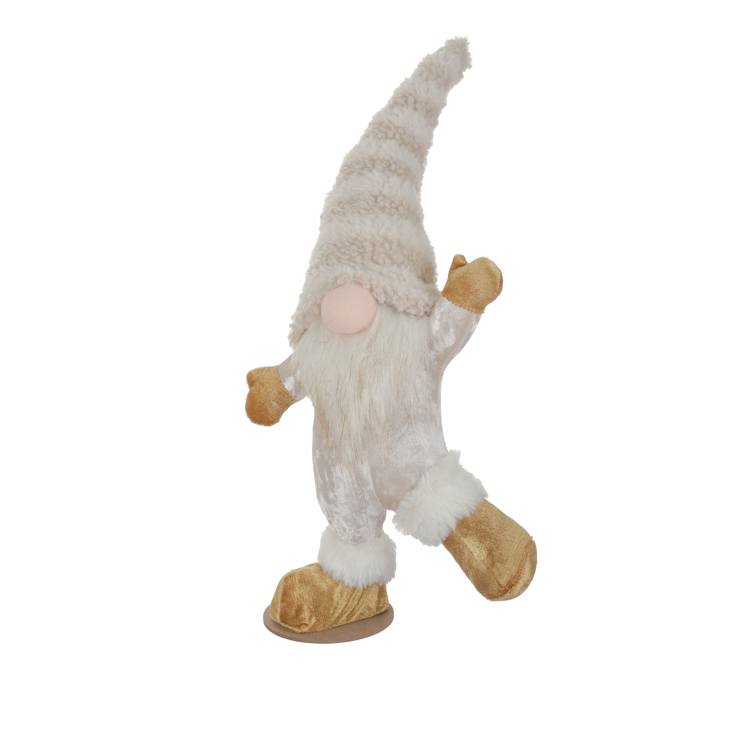 Gnomo Natale piede alzato 45 cm cappello grigio a righe