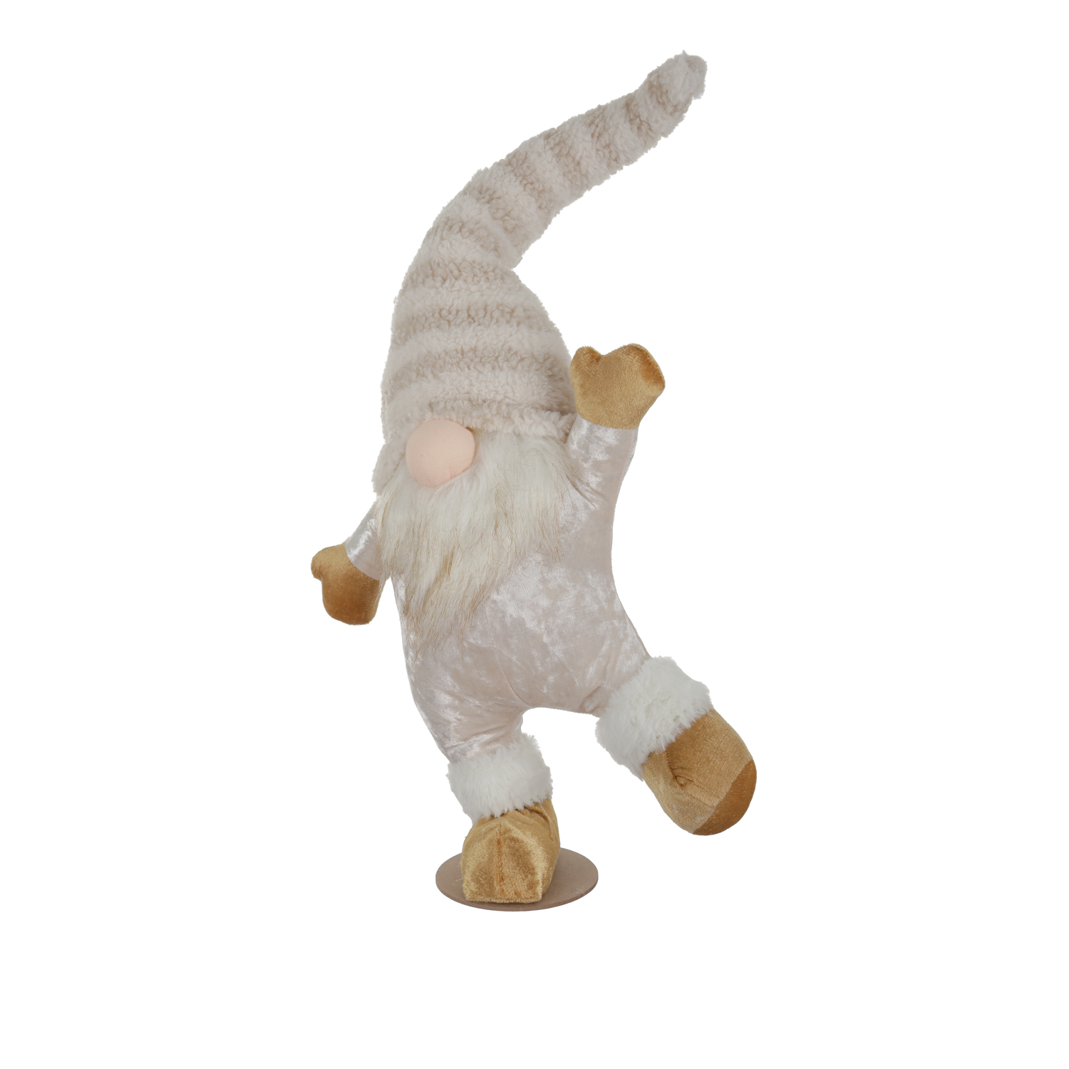 Gnomo Natale in piedi 65 cm: cappello grigio a righe