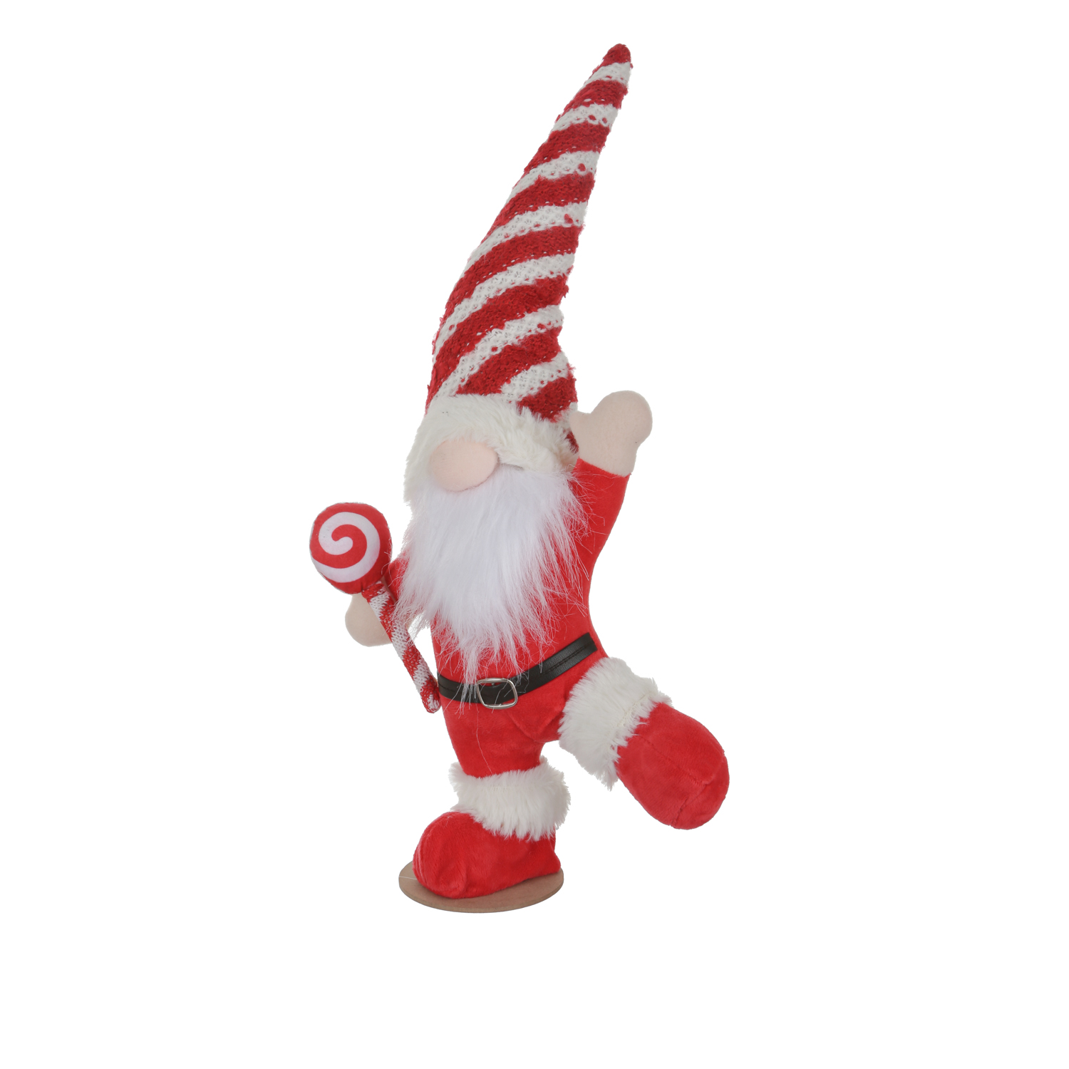 Gnomo Natale piede alzato 45 cm cappello rosso righe