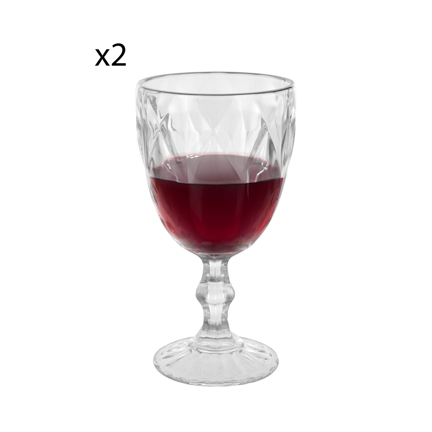 Set 2 calici vino in vetro con bordo oro