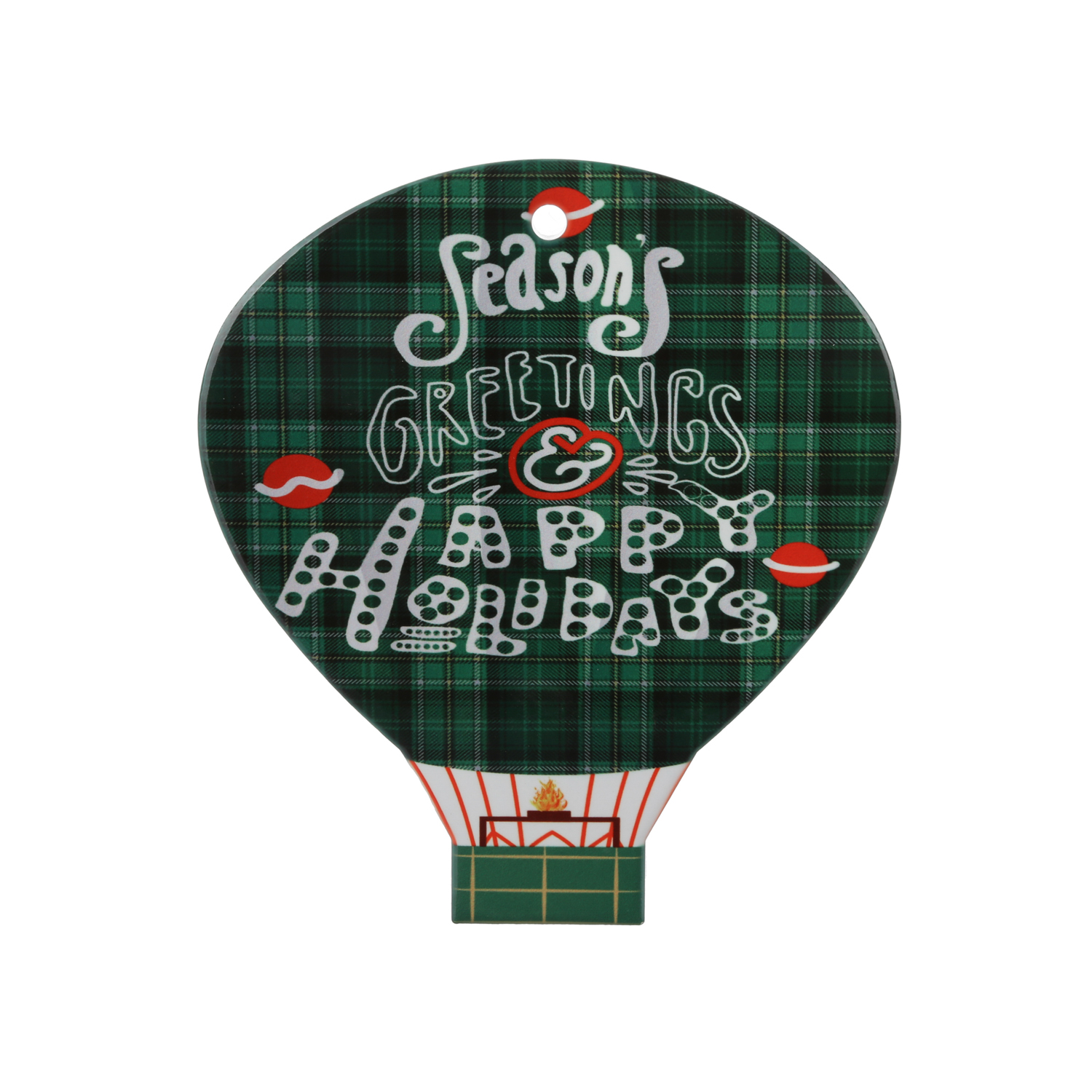 Sottopentola mongolfiera verde natalizia in ceramica 16x18 cm