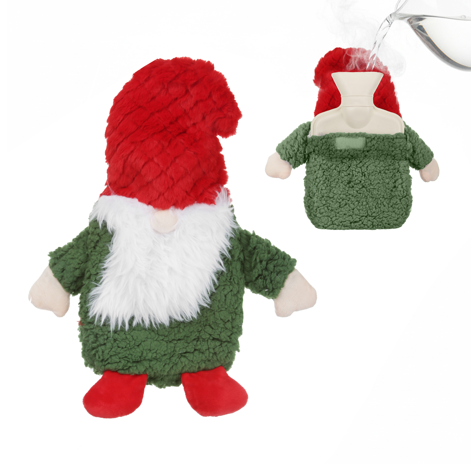 Borsa Acqua Calda Gnomo Natale 700 ml Verde