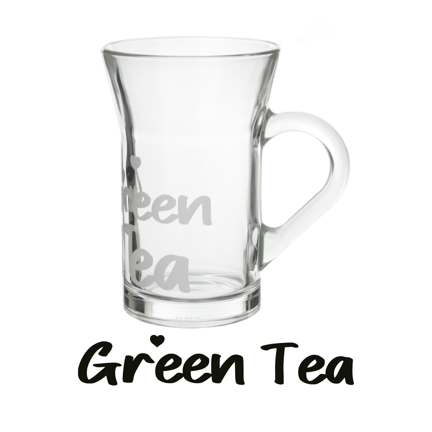 Tazza tè in vetro 230 ml scritta Green Tea