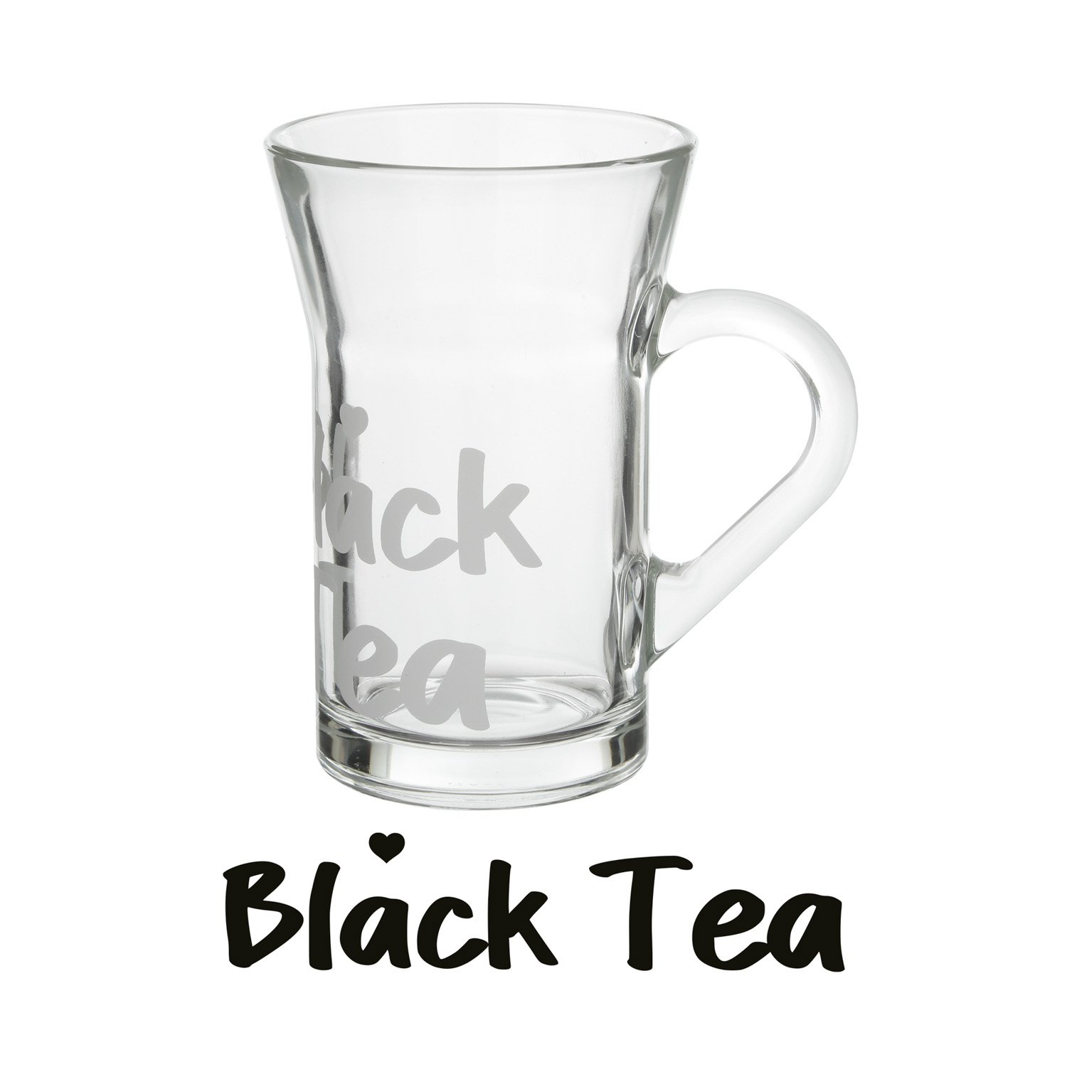 Tazza tè in vetro 230 ml scritta Black Tea