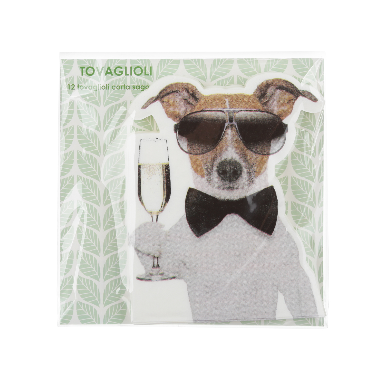 Set 12 tovaglioli Natale cane brindisi in carta