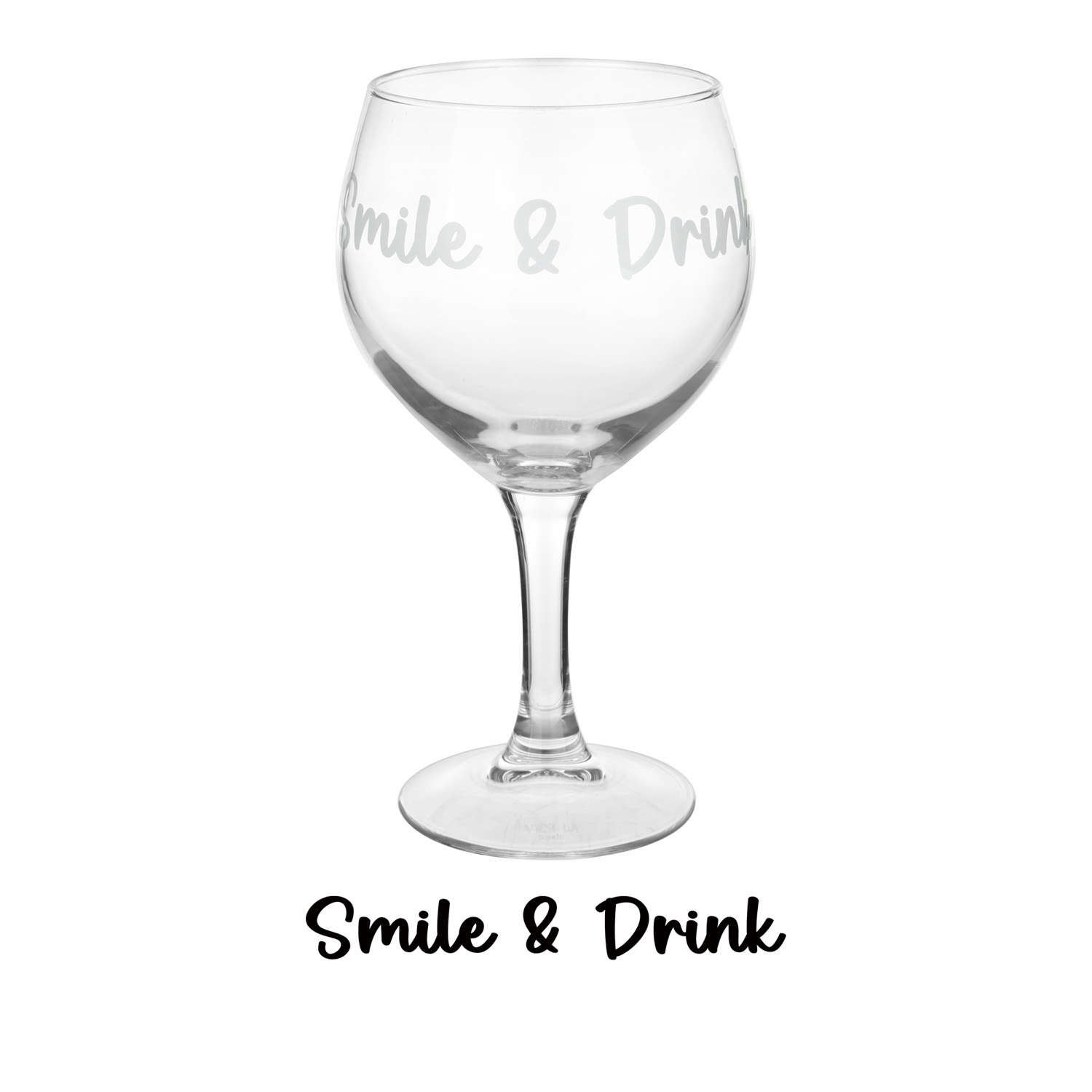 Calice in vetro scritta Smile e drink 620 ml