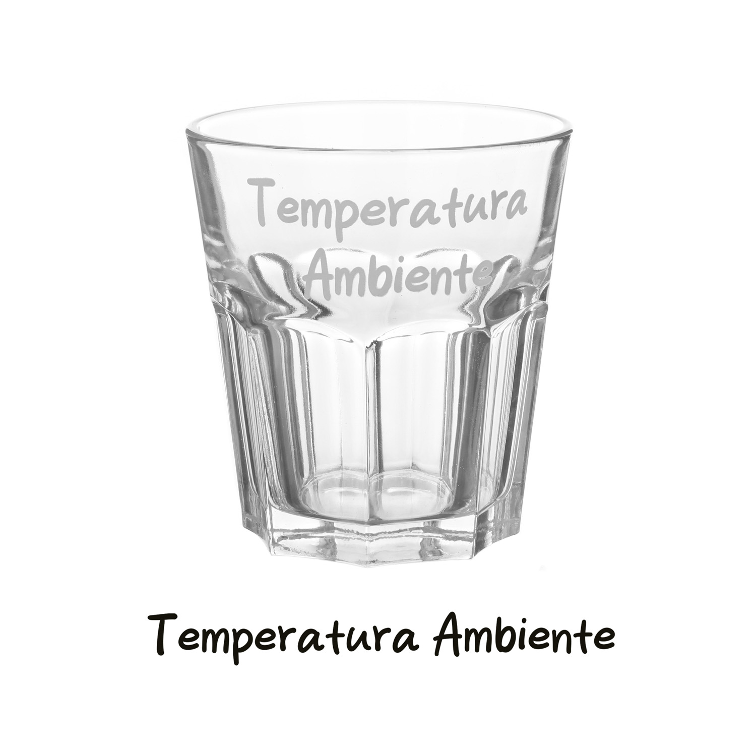 Bicchiere acqua vetro scritta Temperatura ambiente 290 ml