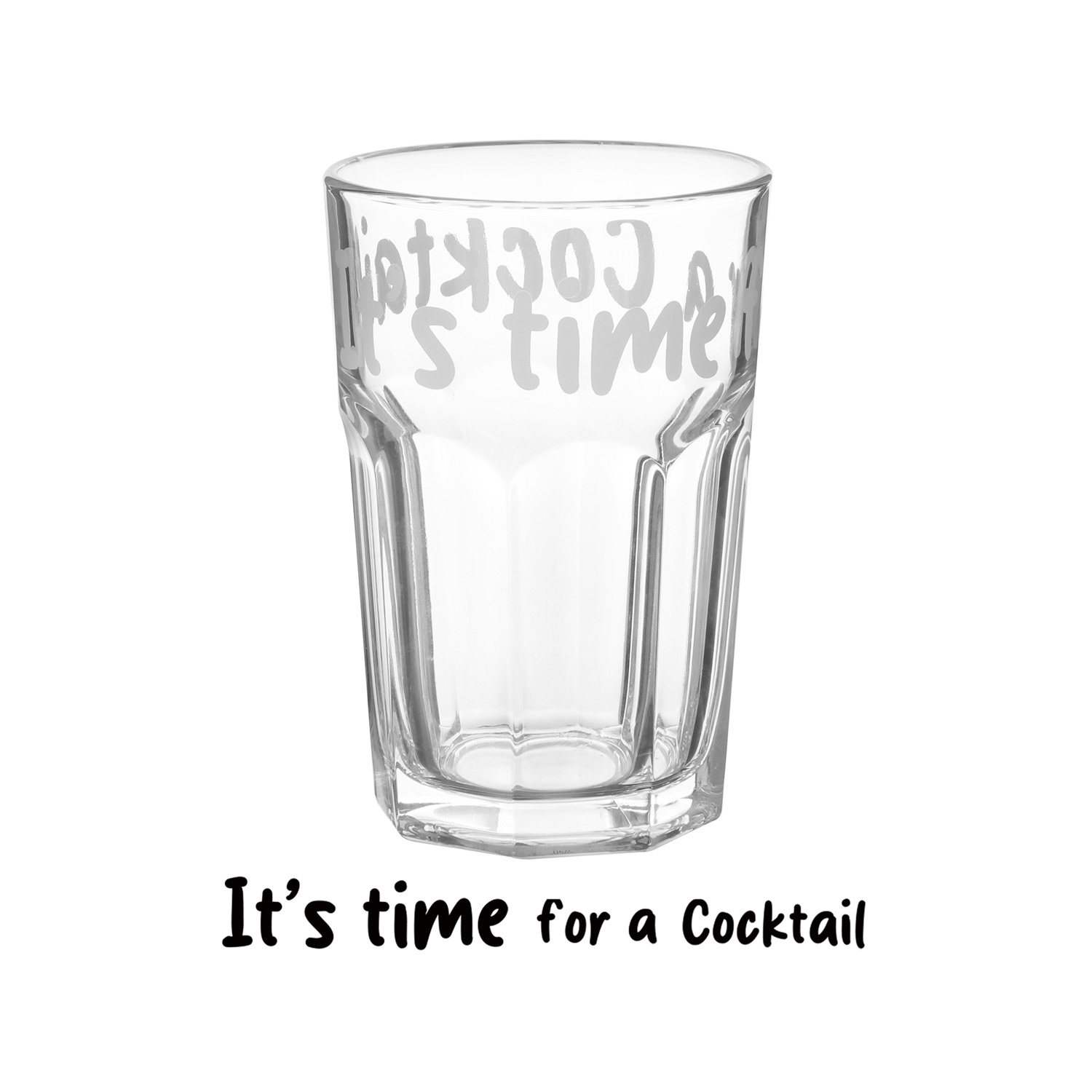 Bicchiere in vetro scritta Time for cocktail 355 ml