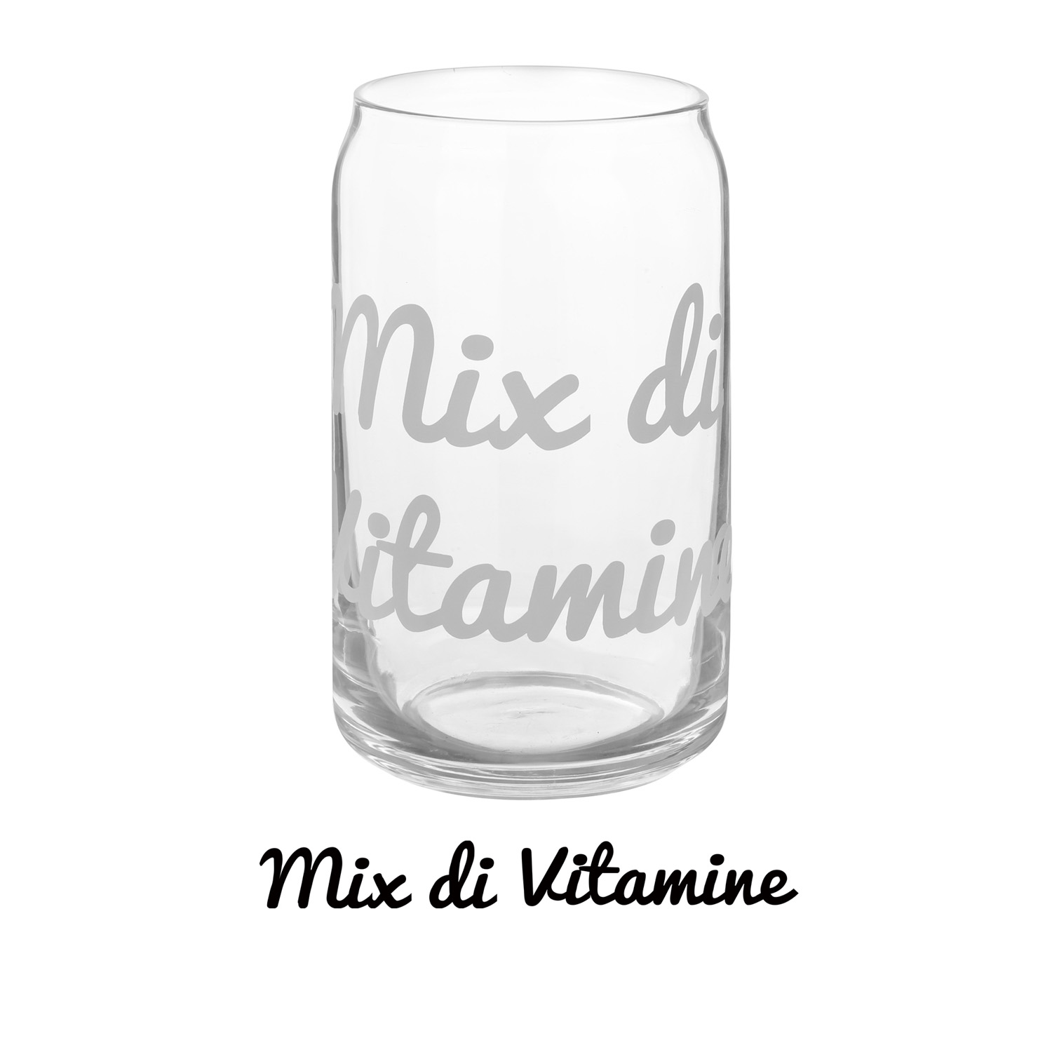 Bicchiere bibita vetro scritta Mix vitamine 470 ml