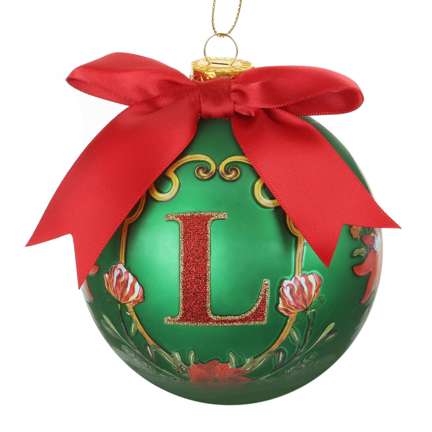 Pallina Natale lettera L 10 cm Royal Garden
