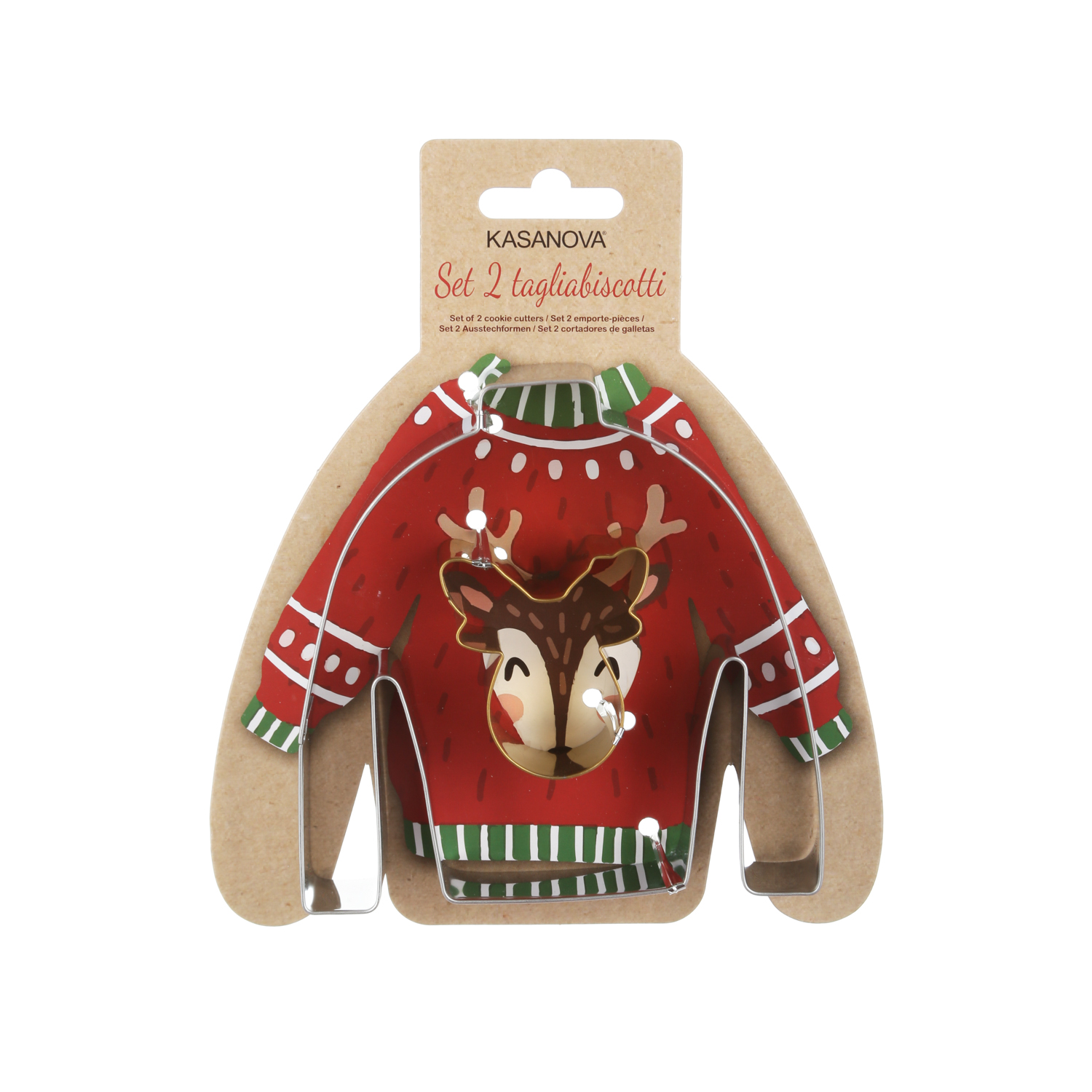 Set 2 Formine Tagliabiscotti Natale: Renna e Maglione