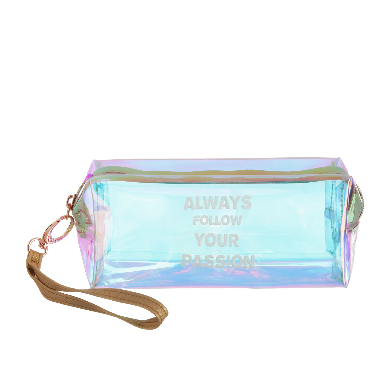 Beauty case astuccio iridescente scritta Passion