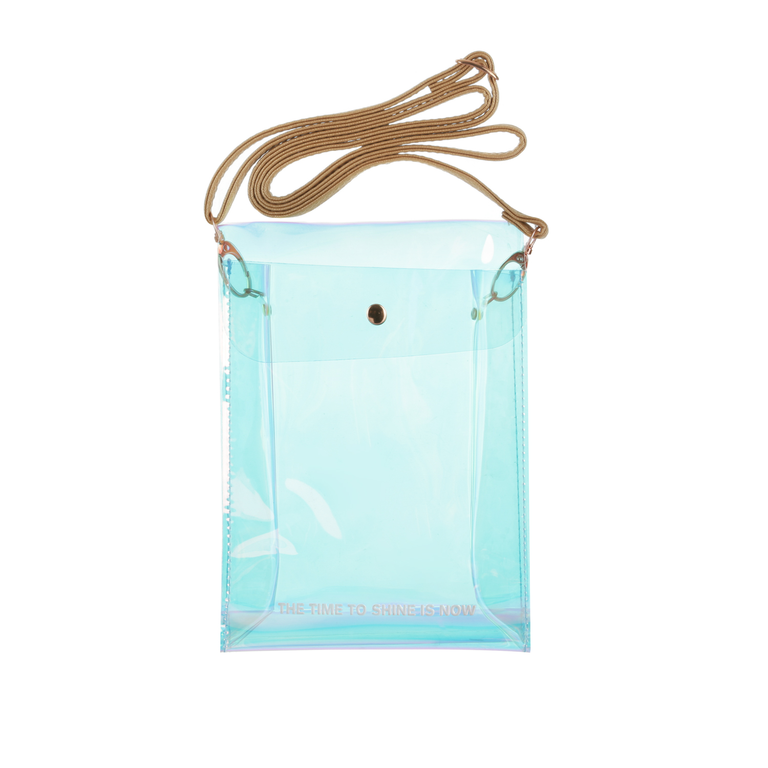 Borsetta tracolla iridescente scritta Shine now