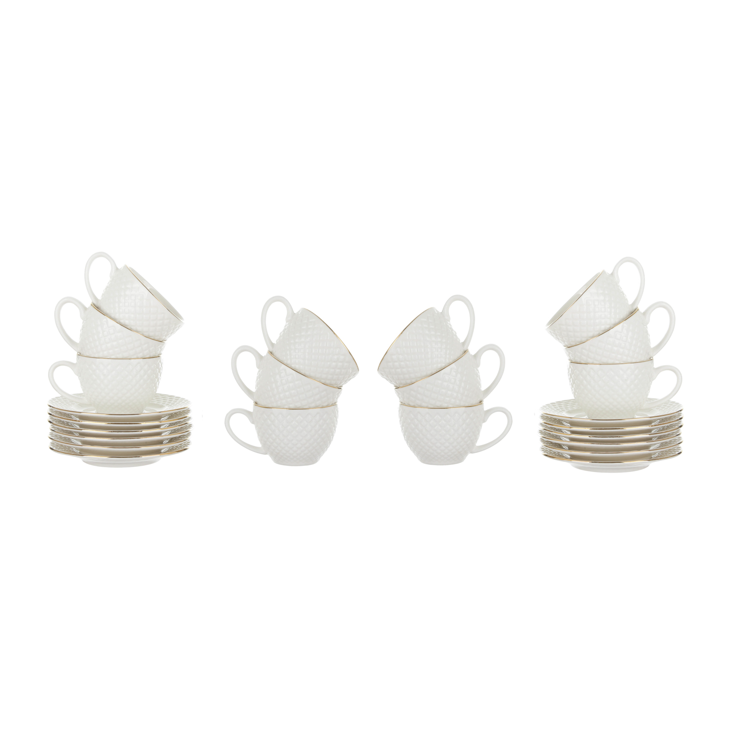 Set caffè 12 tazzine con piattino porcellana bianca Diamond