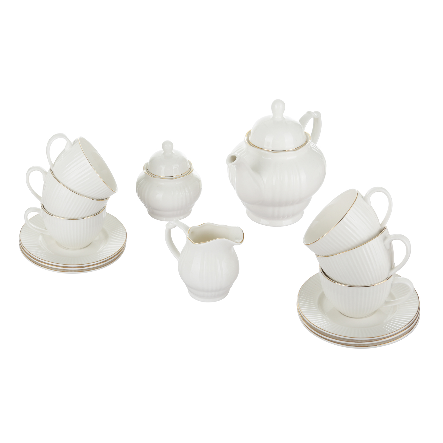 Set tè 15 pezzi porcellana bianca Royal