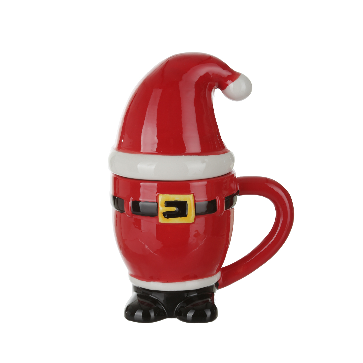 Tazza Babbo Natale con coperchio cappellino 400 ml ceramica