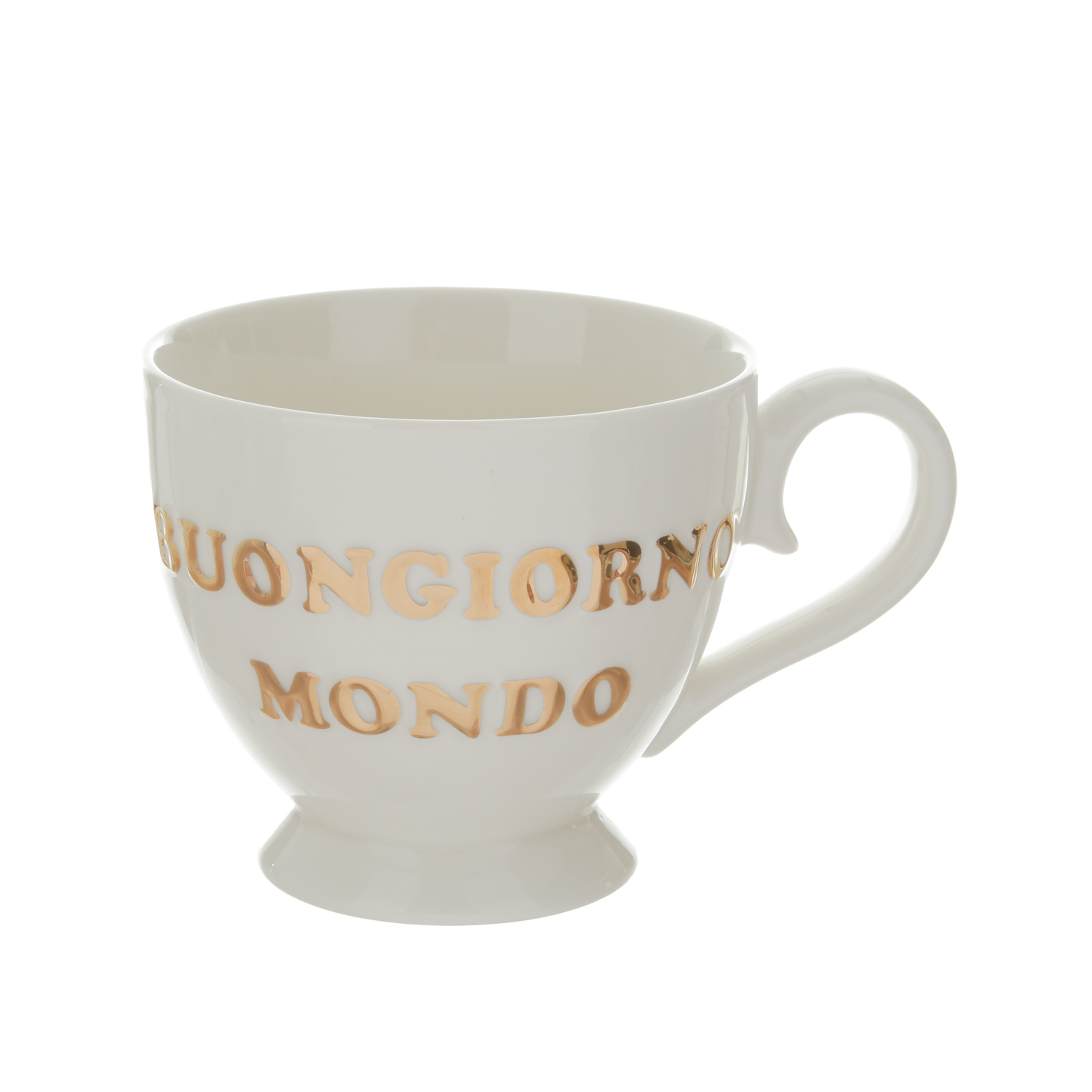 Tazza porcellana bianca Buongiorno Mondo 500 ml Loving