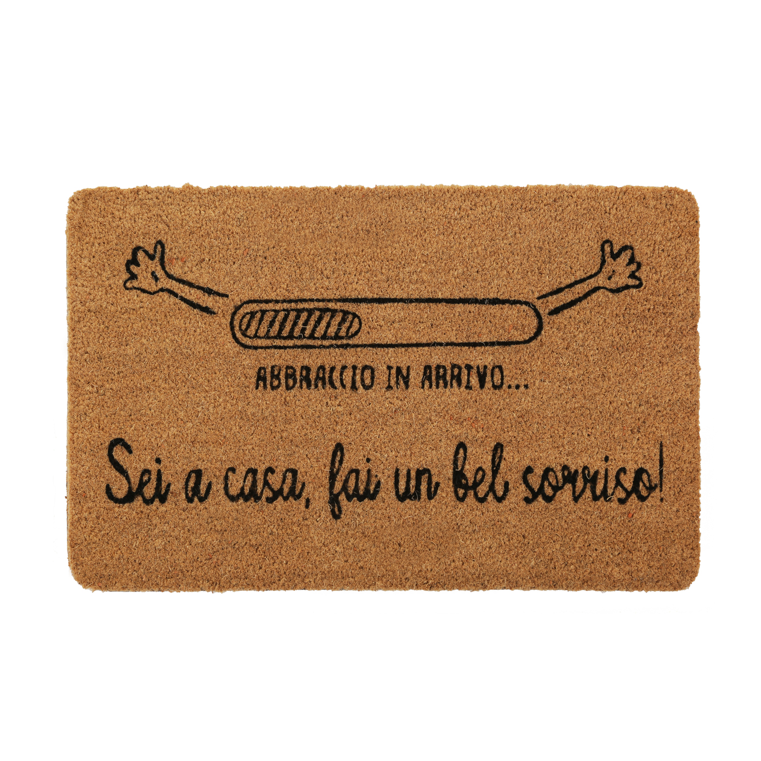 Zerbino scritta Fai un sorriso 70x40 cm in fibra di cocco