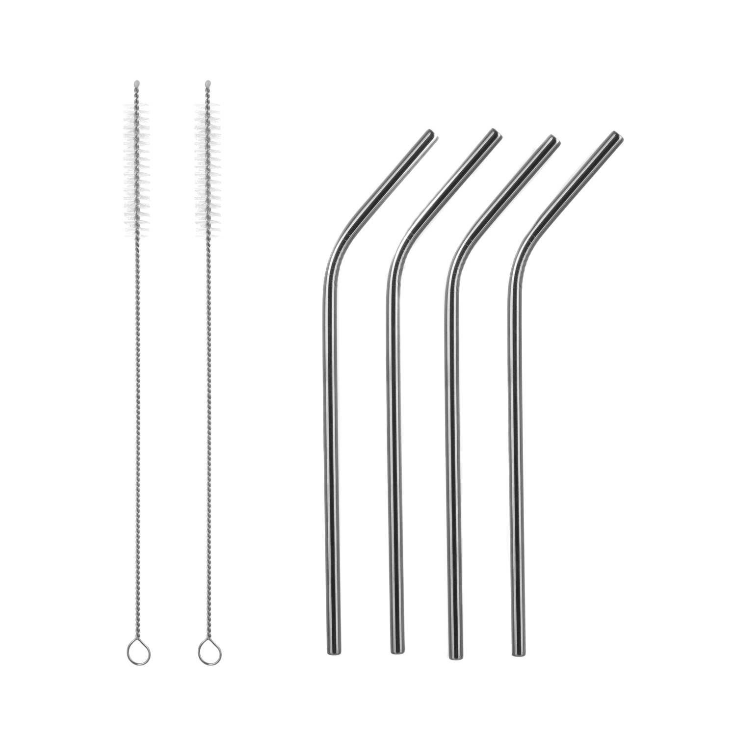 Set 4 cannucce in acciaio con 2 spazzolini pulizia