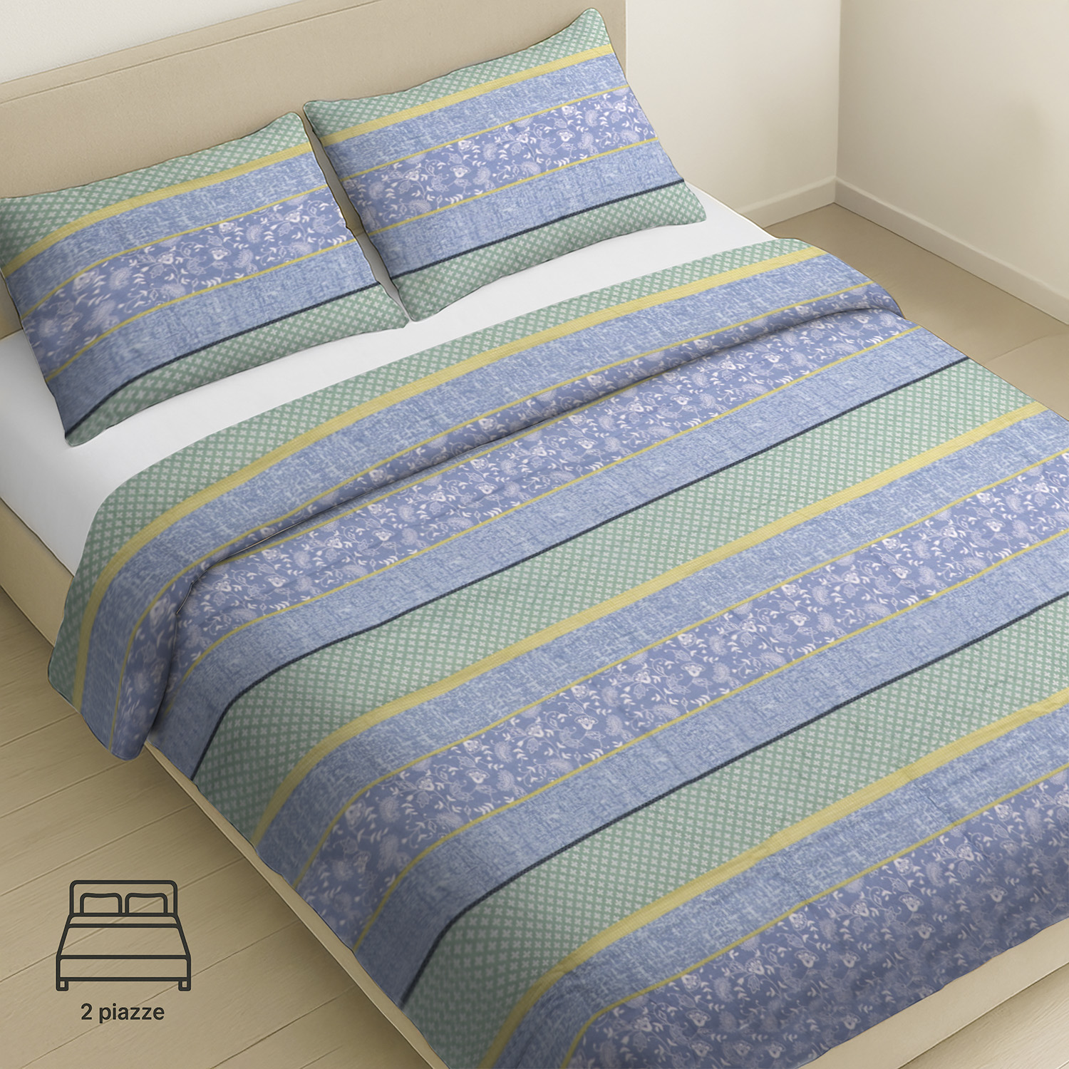 Parure Copripiumino Matrimoniale a Righe in Cotone