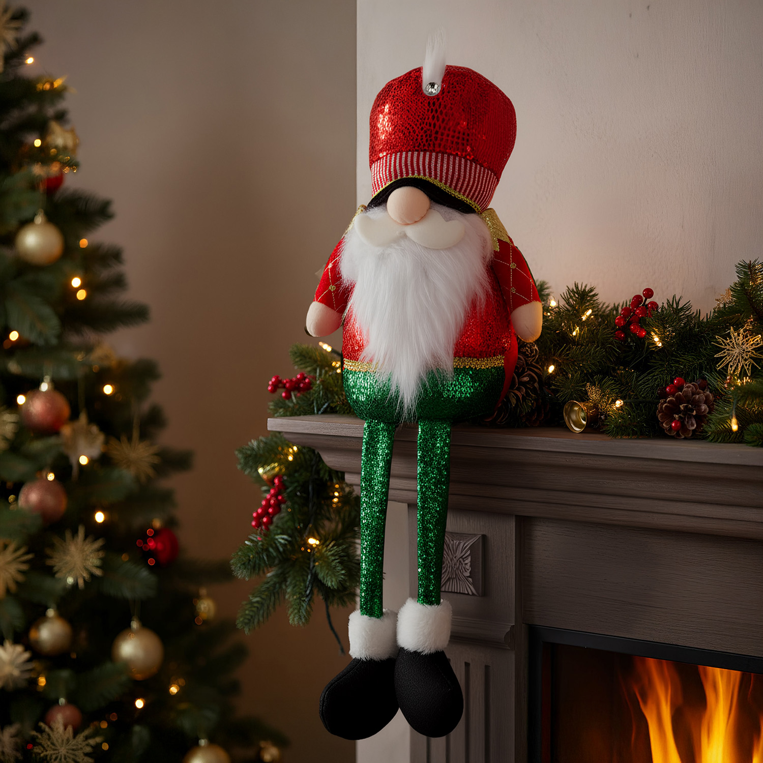 Gnomo Natale Gambemolli 75 cm – Rosso e Verde