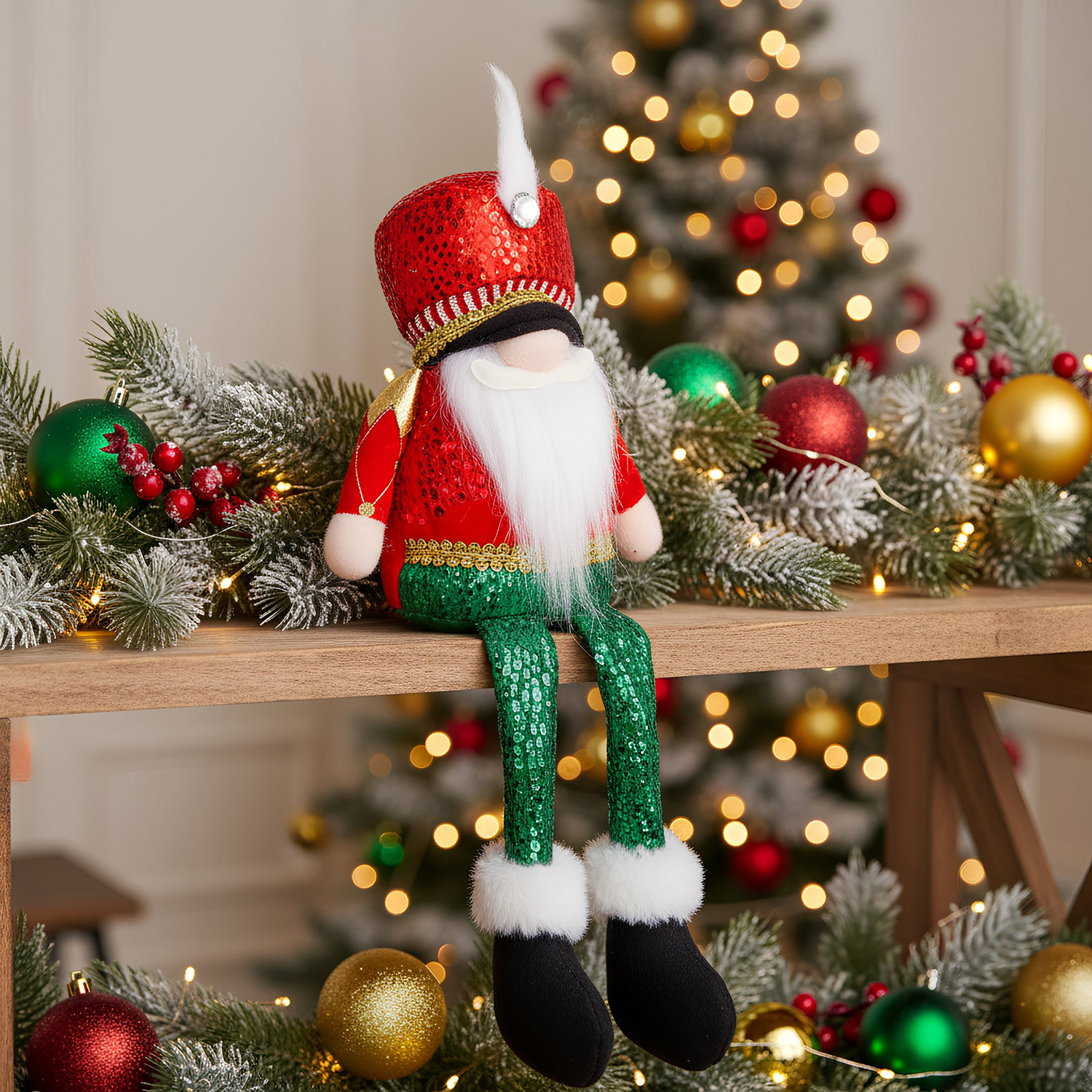 Gnomo Natale Gambemolli 41 cm – Rosso e Verde