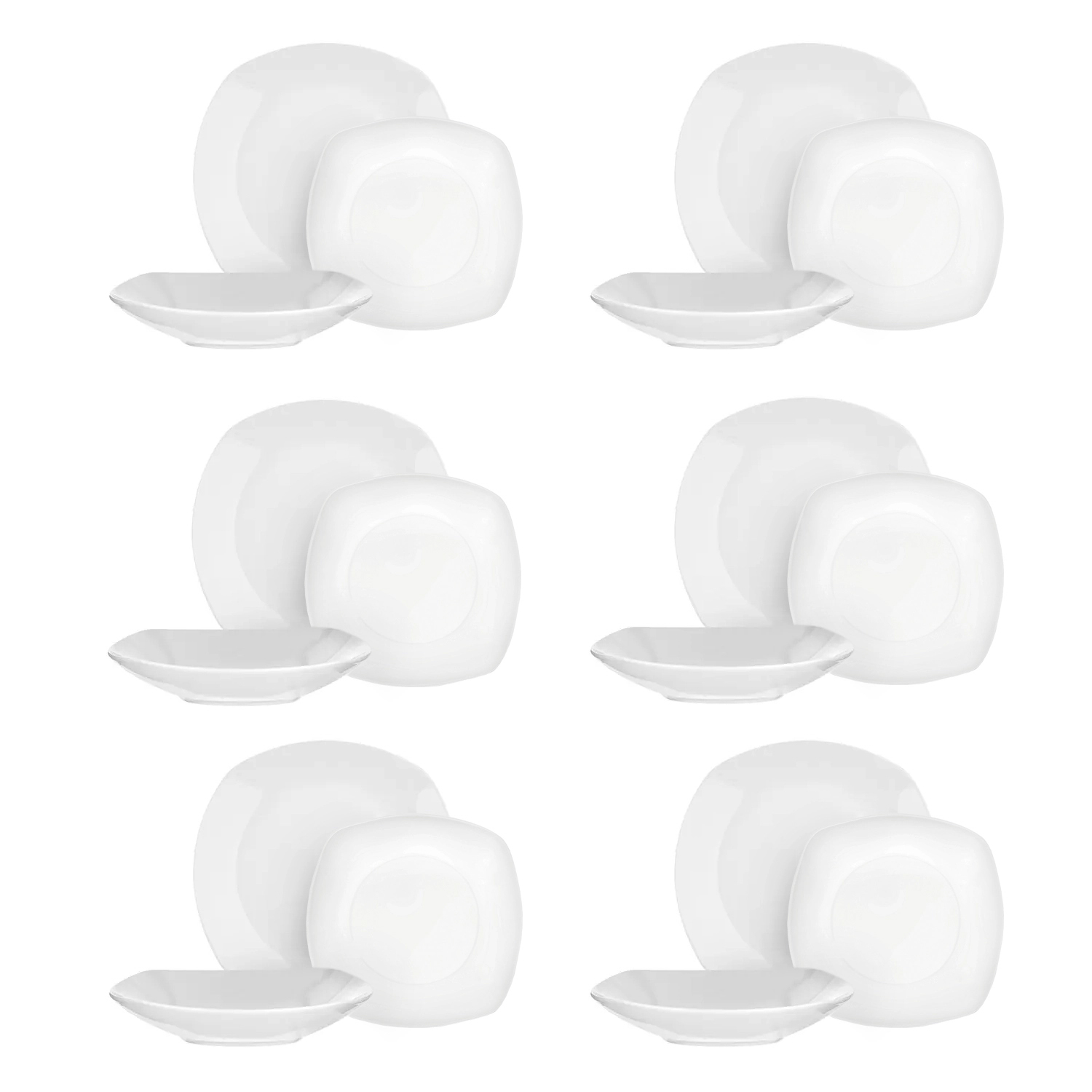 Servizio 18 piatti quadrati bianchi ceramica Square Coupe