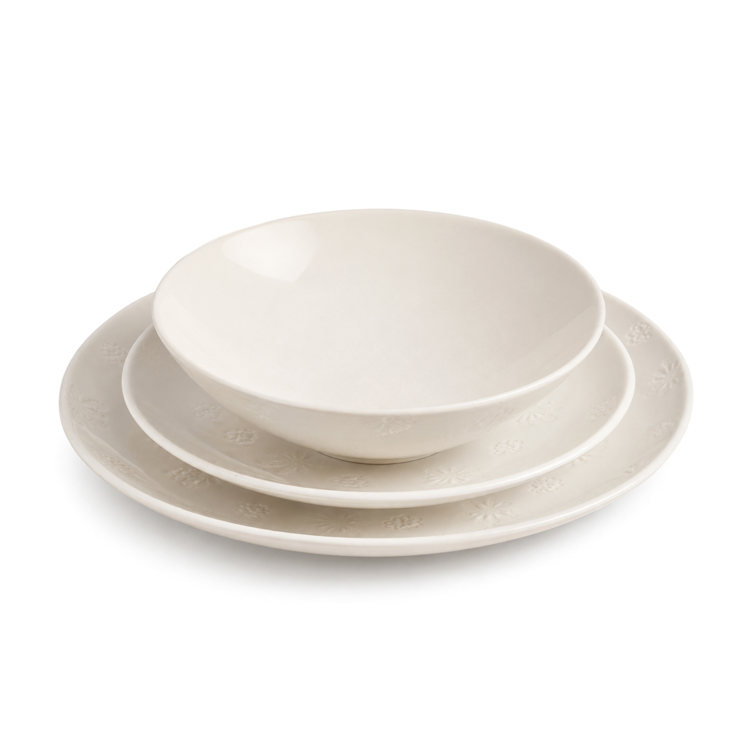 Set 3 piatti ceramica fiori posto tavola