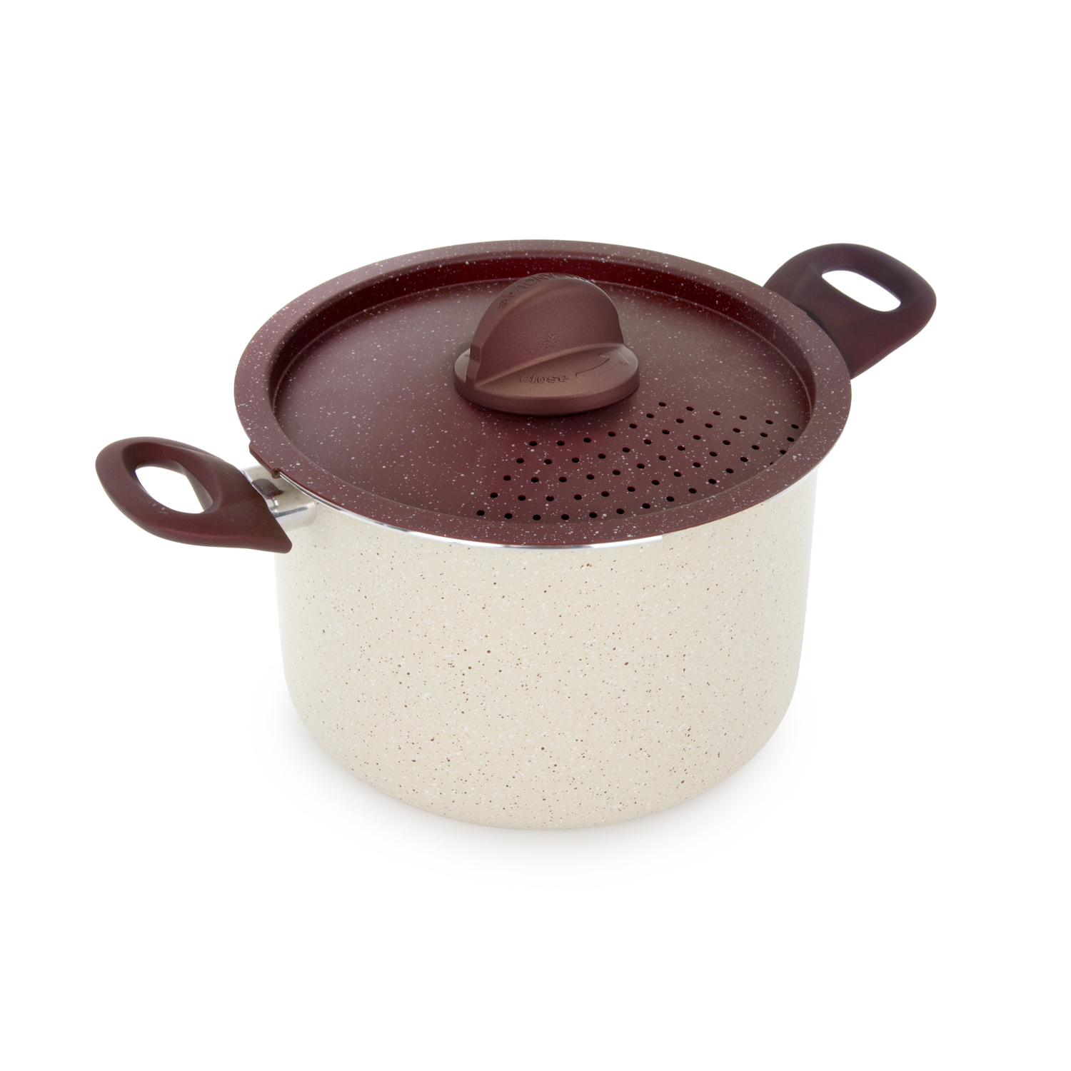 Pentola 22 cm con coperchio scolapasta bordeaux
